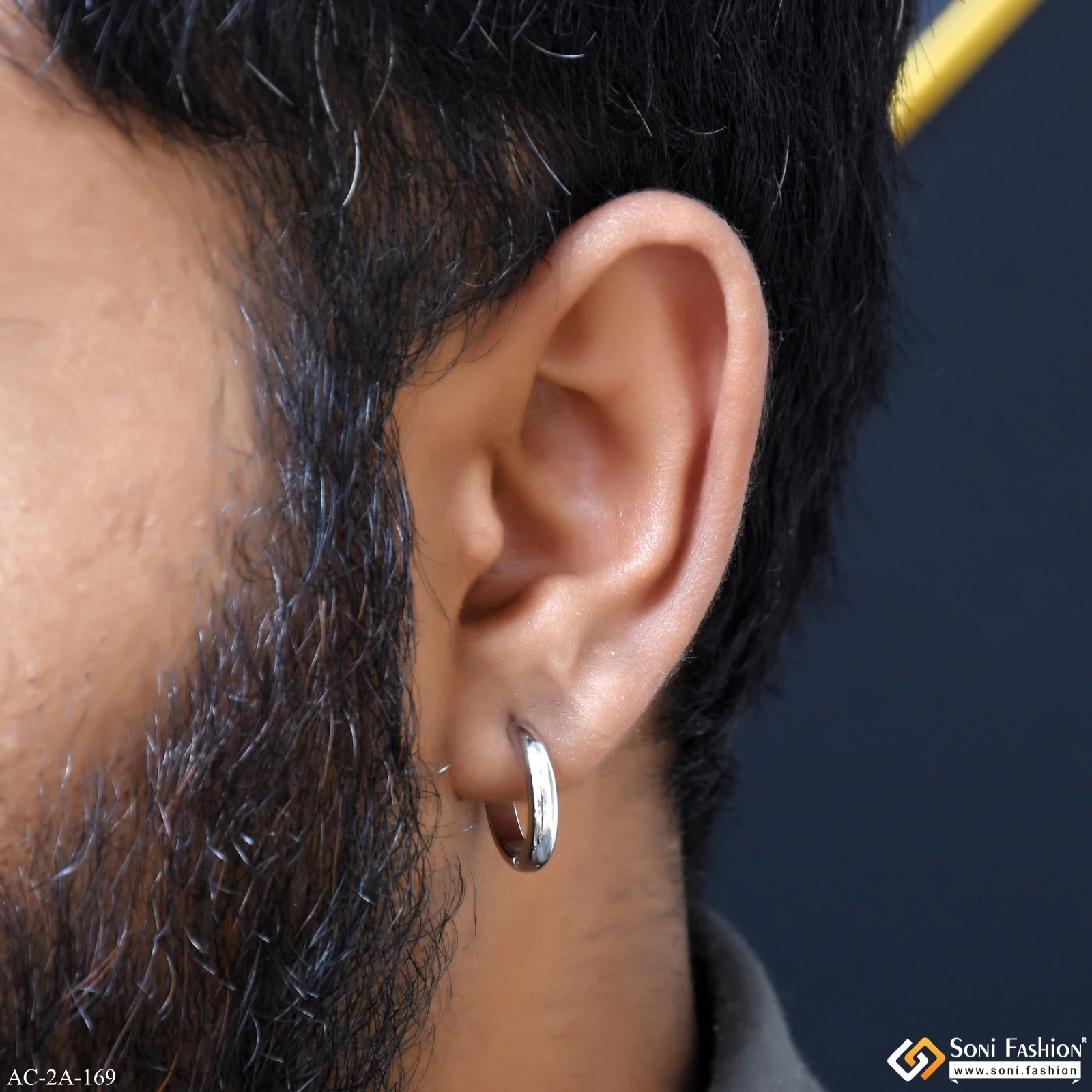 Excellent Design Silver Color Stud Earring for Men (2 Pc) - Style A169