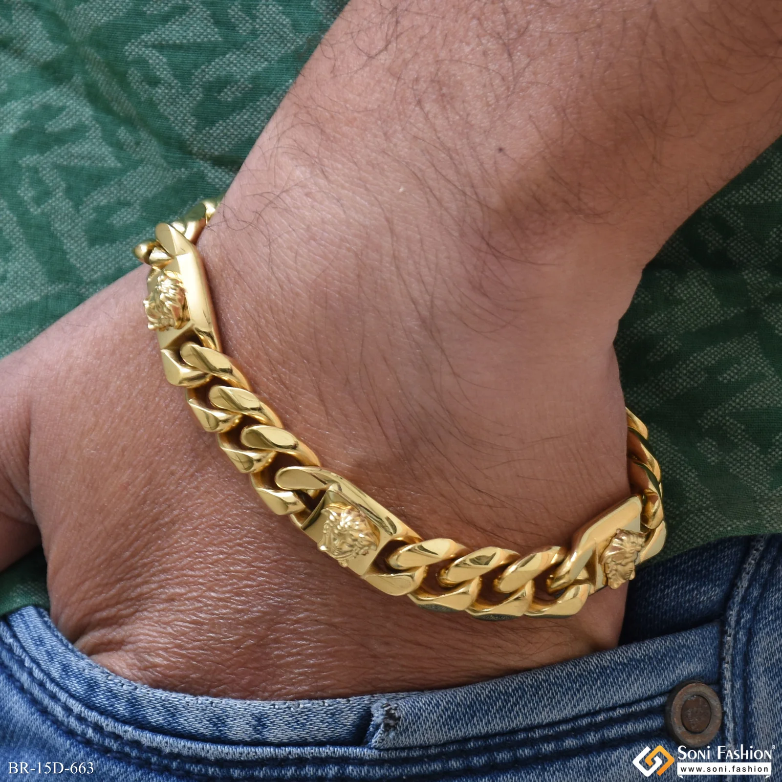 Excellent Design Stainless Steel Cuban Link Bracelet for Men - Style D663