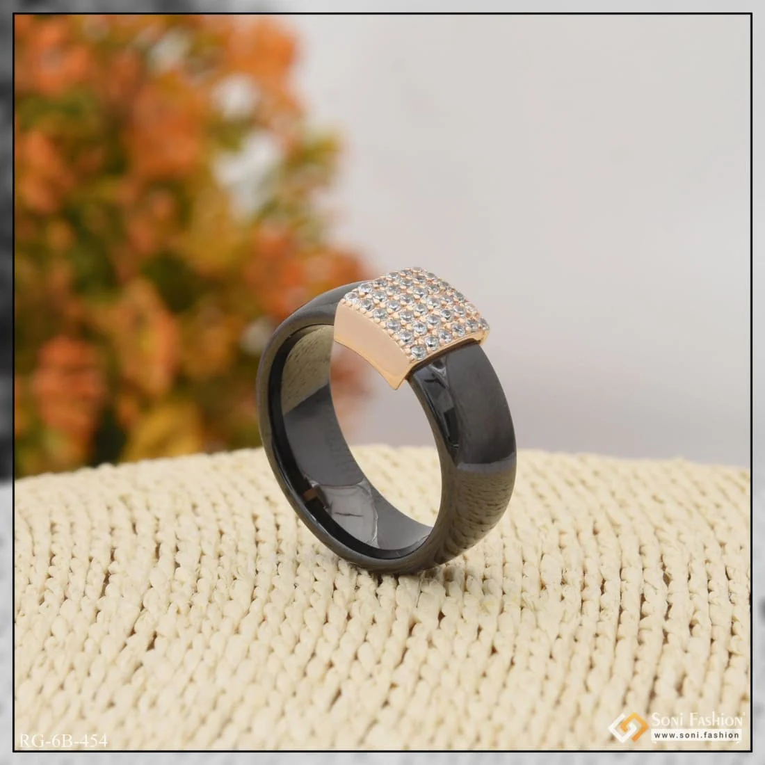 Exceptional Design with Diamond Funky Design Black Color Ring for Men - Style B454 - Image 2