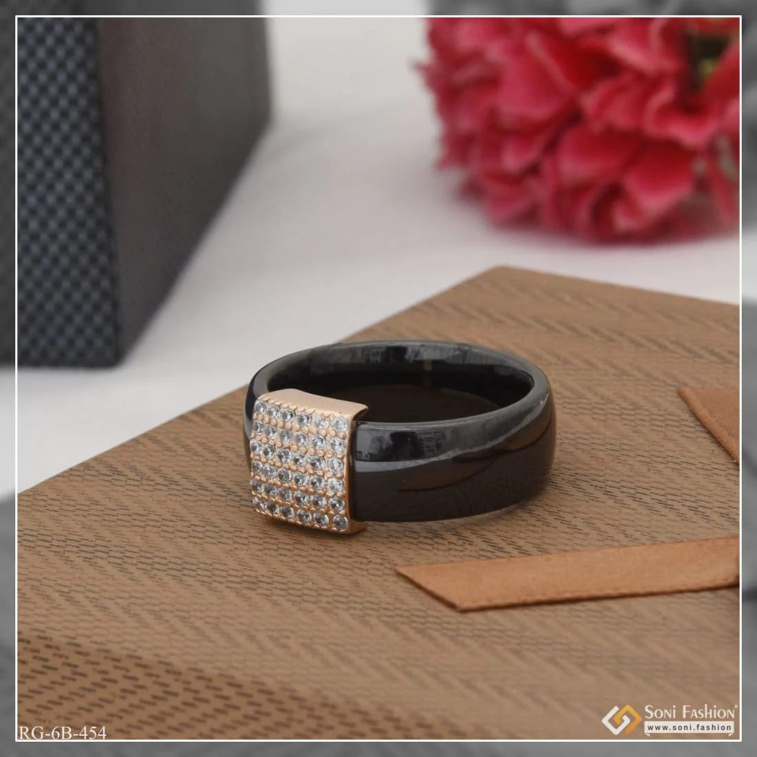 Exceptional Design with Diamond Funky Design Black Color Ring for Men - Style B454 - Image 3