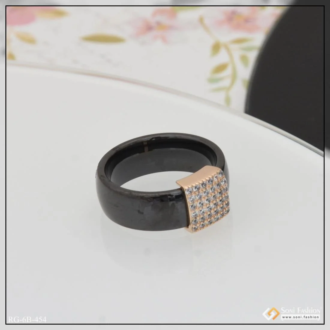 Exceptional Design with Diamond Funky Design Black Color Ring for Men - Style B454 - Image 4