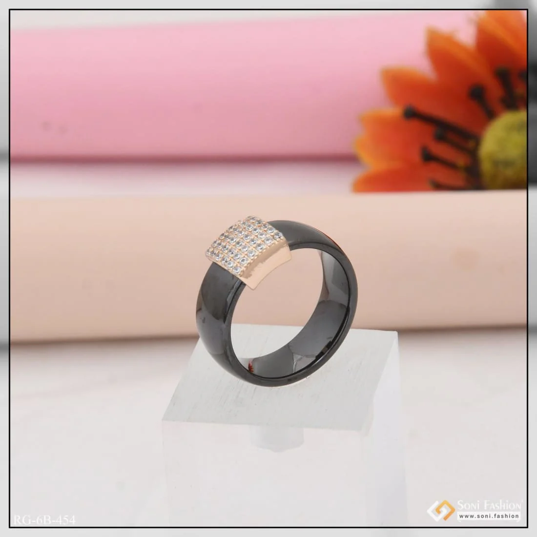 Exceptional Design with Diamond Funky Design Black Color Ring for Men - Style B454 - Image 5