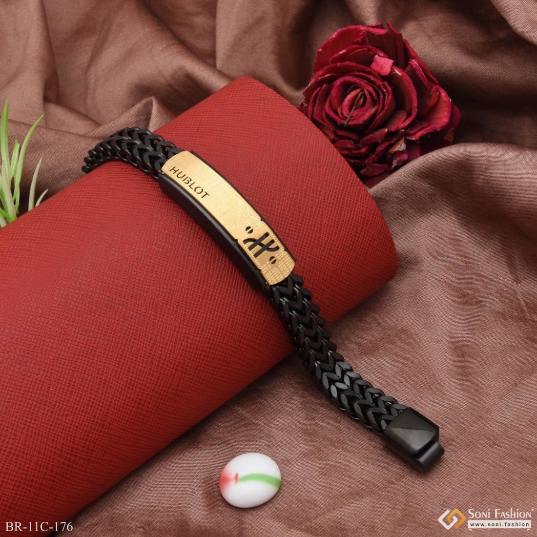 Exceptional Design High-Quality Black & Golden Color Bracelet for Men - Style C176 - Image 5