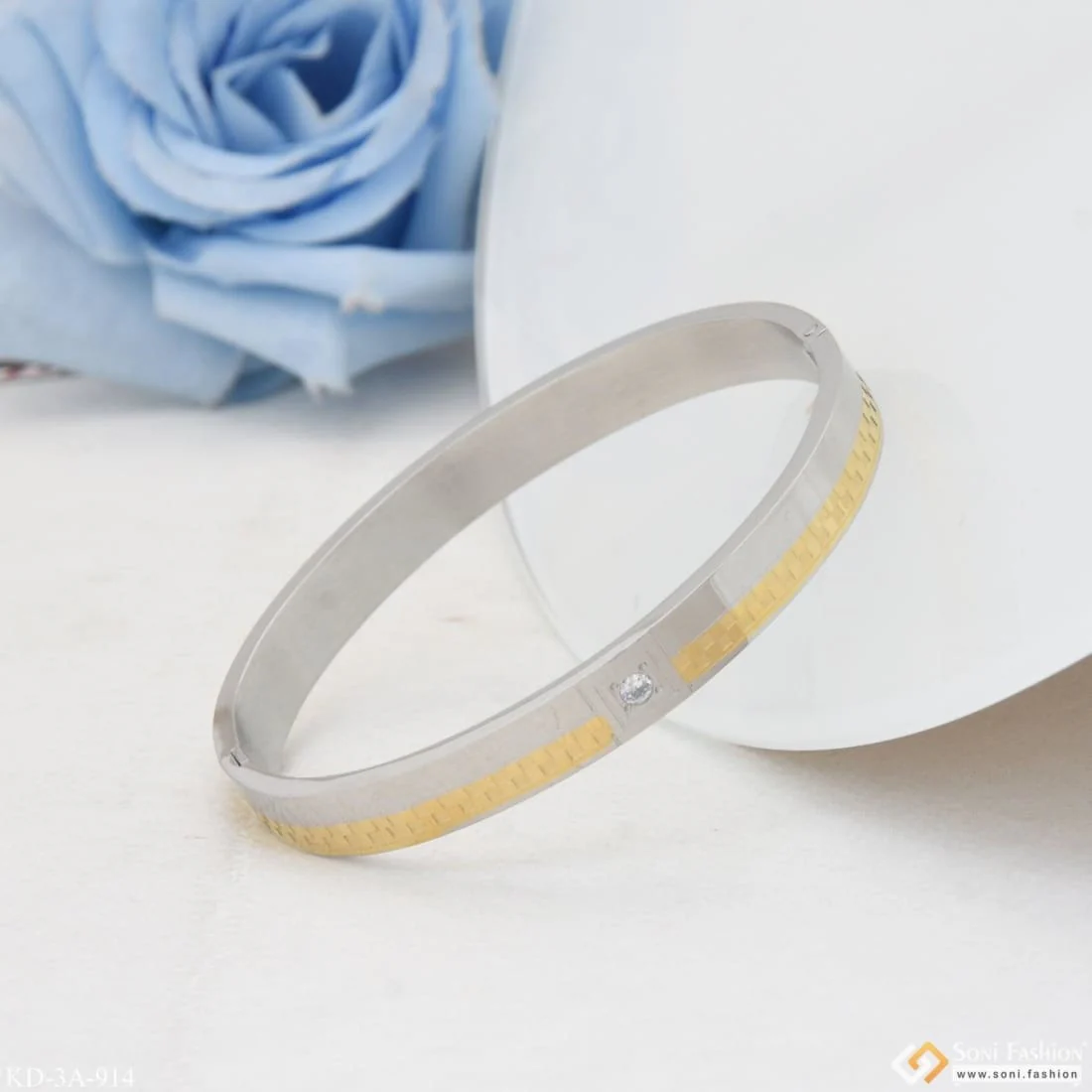 Exceptional Design High-Quality Golden & Silver Color Kada for Men - Style A914 - Image 3