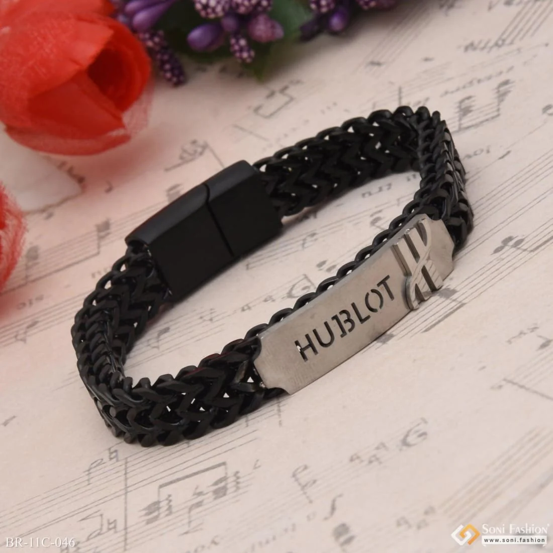 Exceptional Design High-Quality Silver & Black Color Bracelet for Men - Style C046 - Image 4