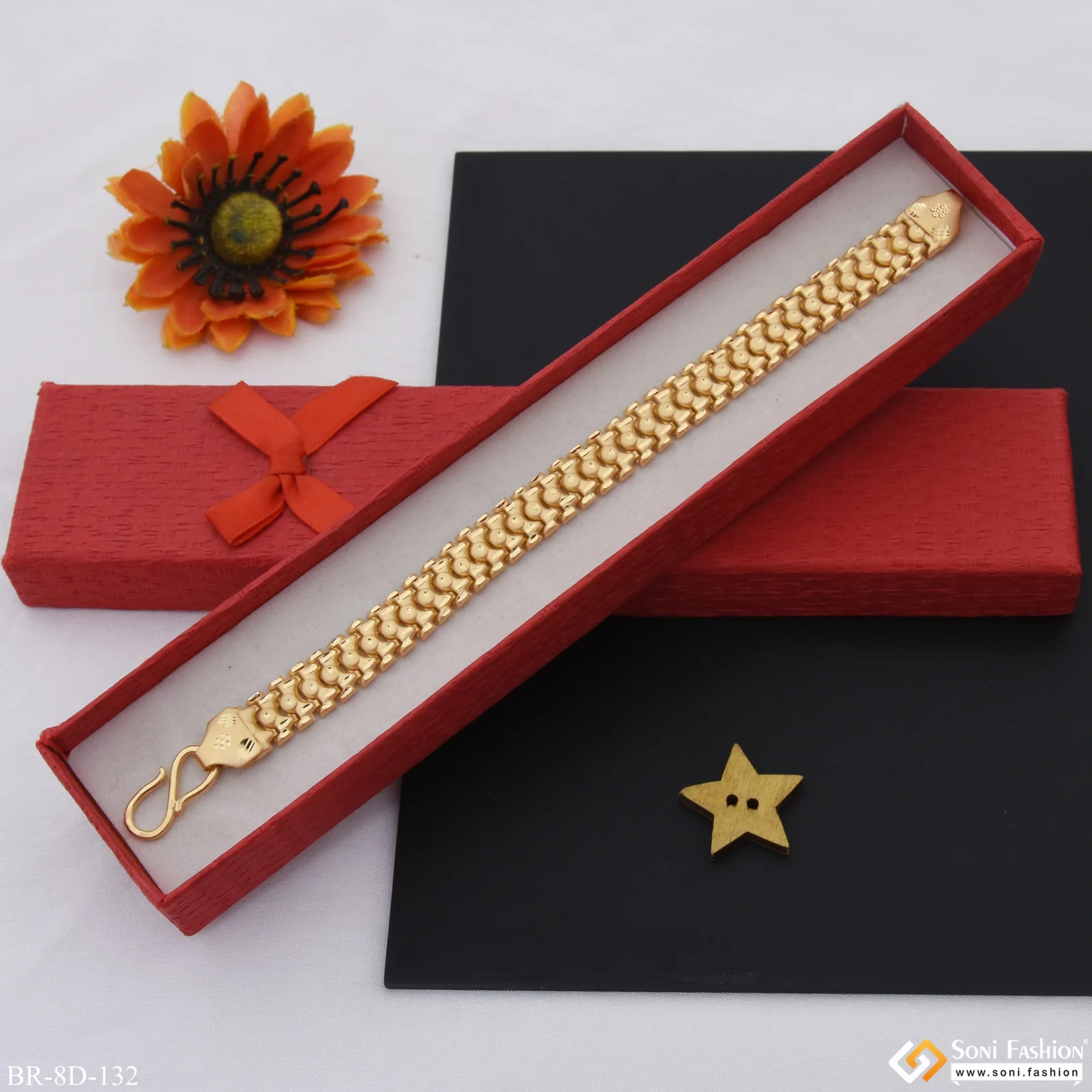 Exciting Design High-Quality Gold Plated Pokal Bracelet for Men - Style D132 - Image 3