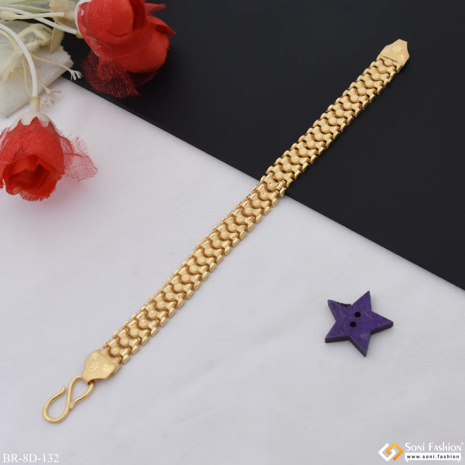 Exciting Design High-Quality Gold Plated Pokal Bracelet for Men - Style D132 - Image 5