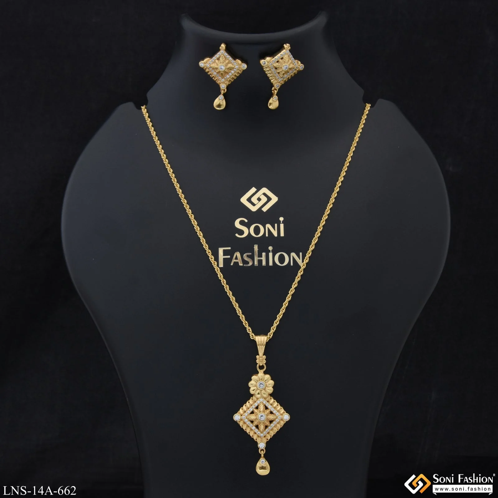 Exclusive Design Fancy Design Gold Plated Necklace Set for Lady - Style A662 - Image 2