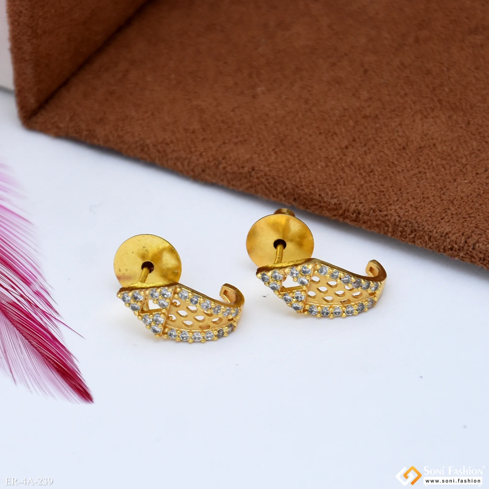 Exclusive Design Gold Plated Earrings for Ladies - Style A239 - Image 6