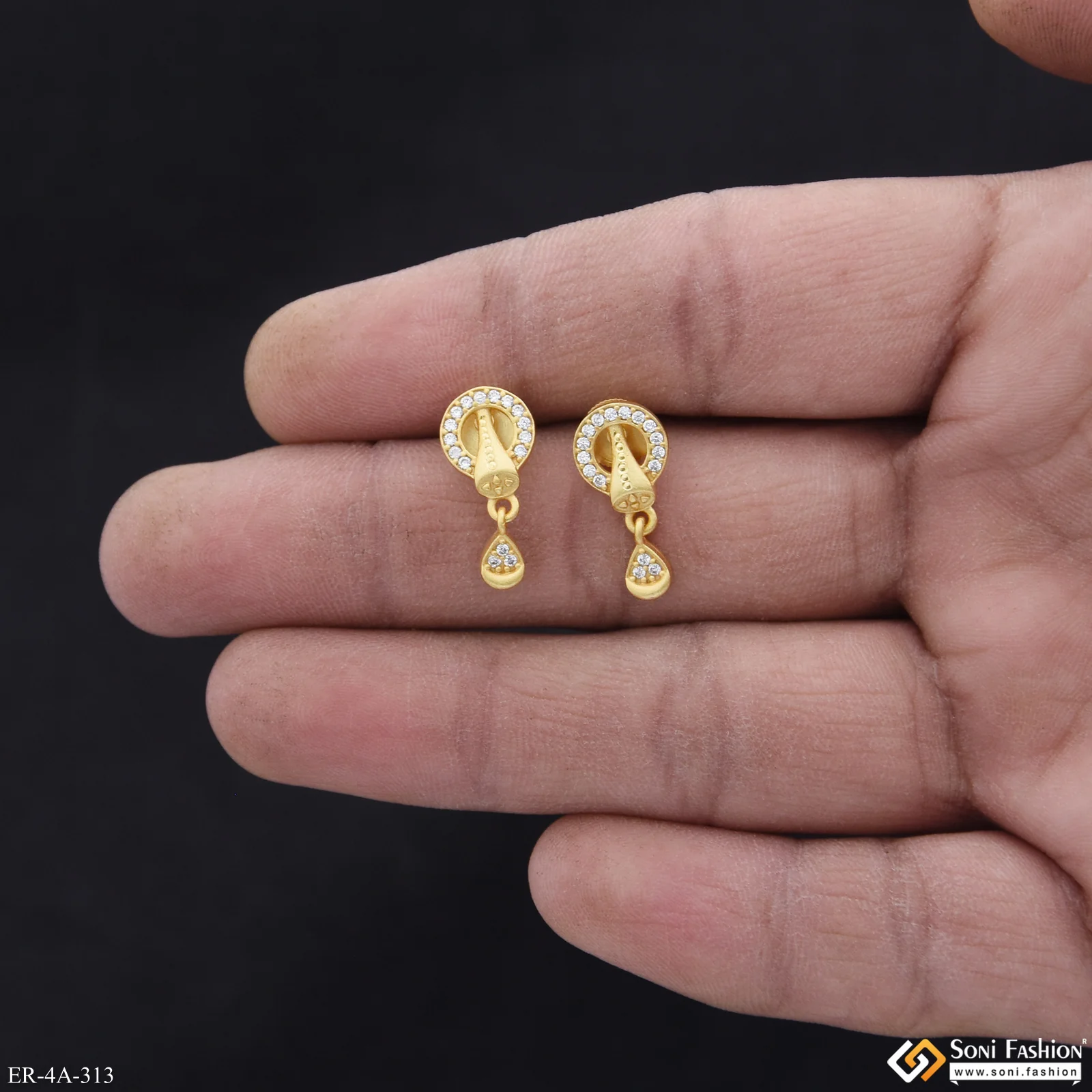 Exclusive Design Gold Plated Earrings for Ladies - Style A313 - Image 2