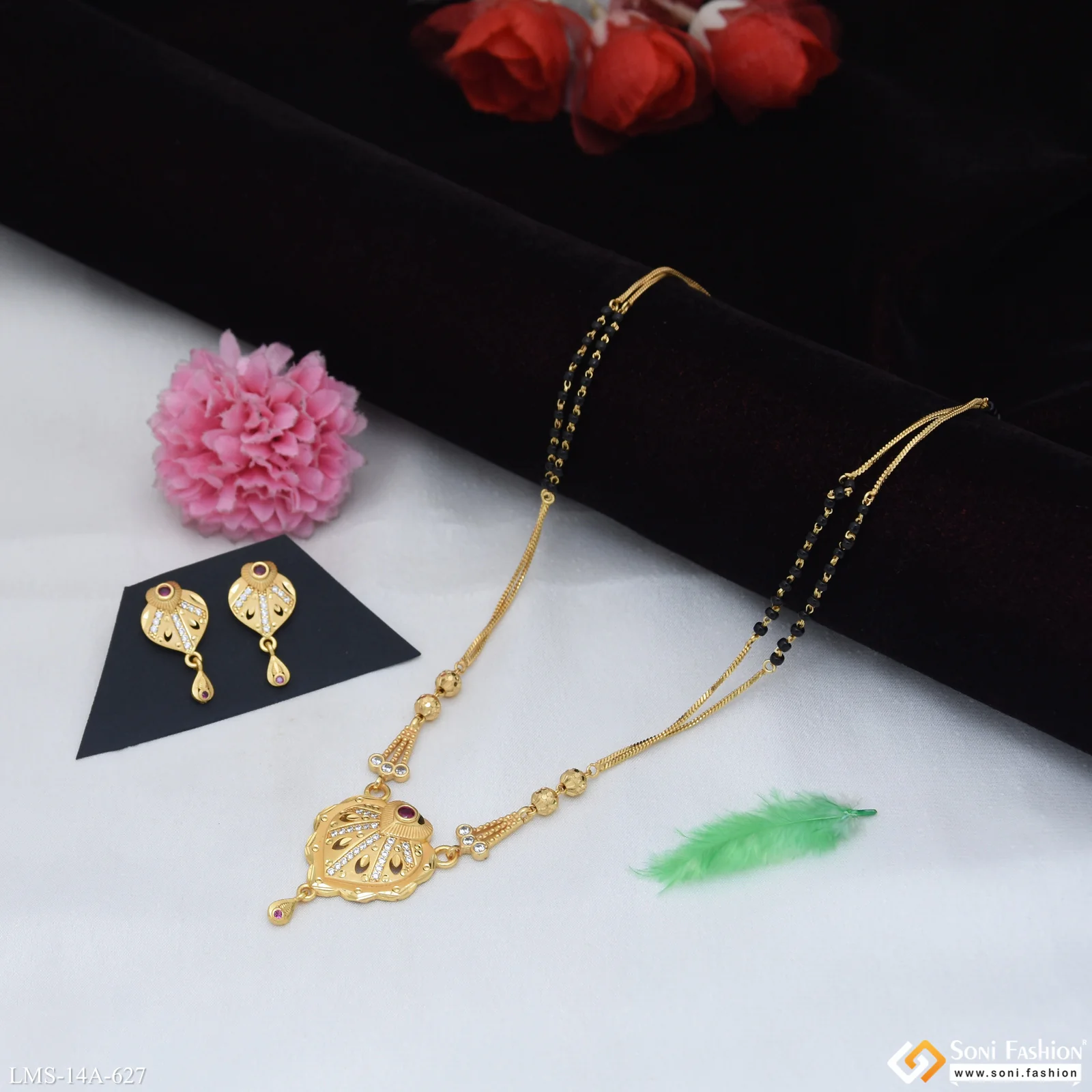 Exclusive Design Gold Plated Mangalsutra Set for Women - Style A627 - Image 3