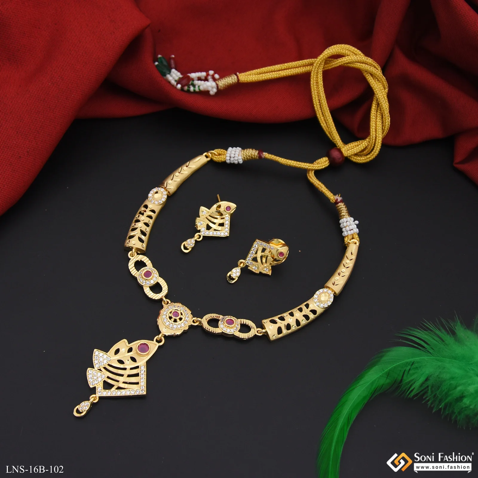 Exclusive Design Gold Plated Necklace Set for Women - Style B102 - Image 2
