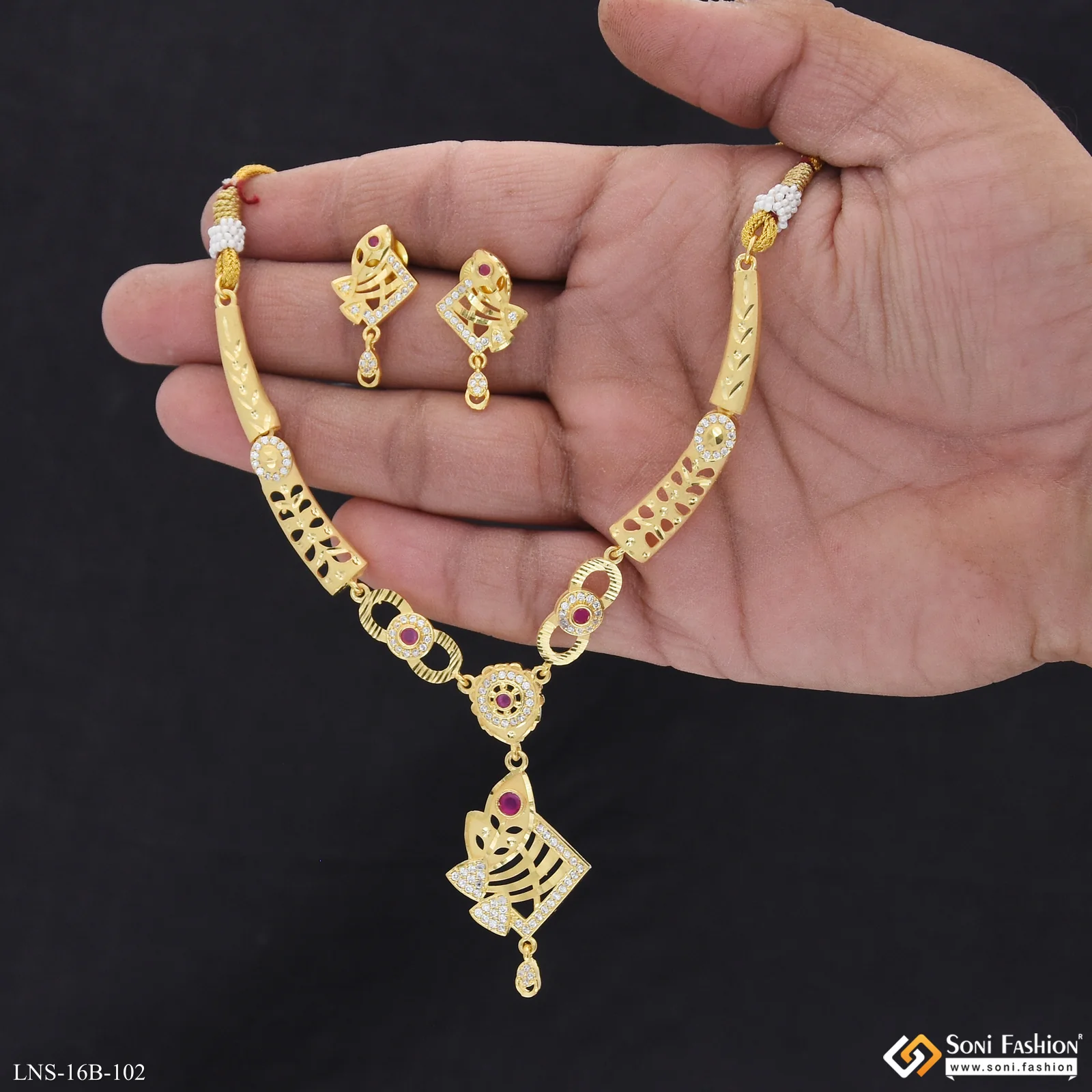 Exclusive Design Gold Plated Necklace Set for Women - Style B102 - Image 5
