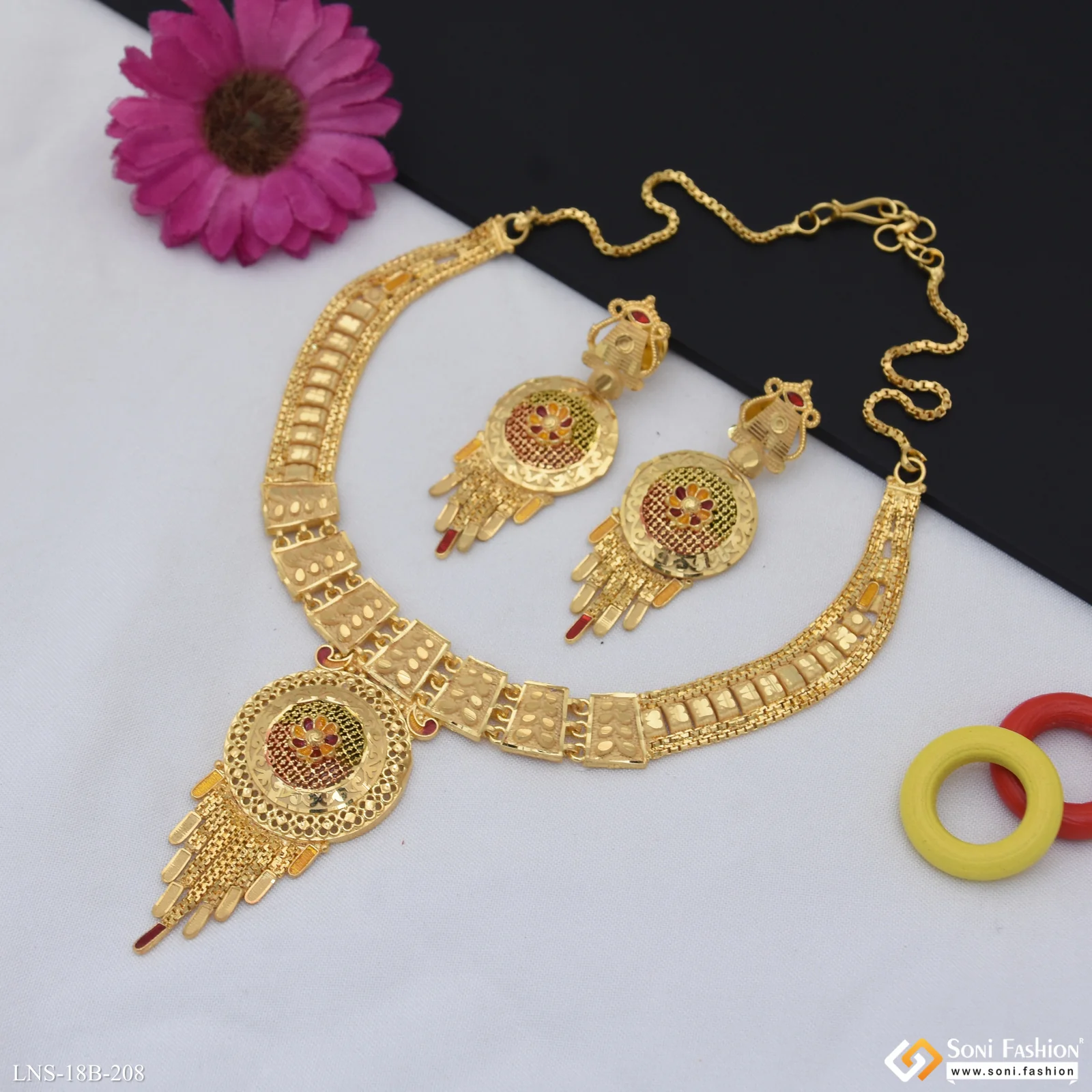 Exclusive Design Gold Plated Necklace Set for Women - Style B208 - Image 3