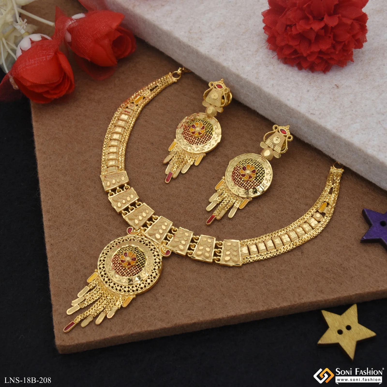 Exclusive Design Gold Plated Necklace Set for Women - Style B208 - Image 5