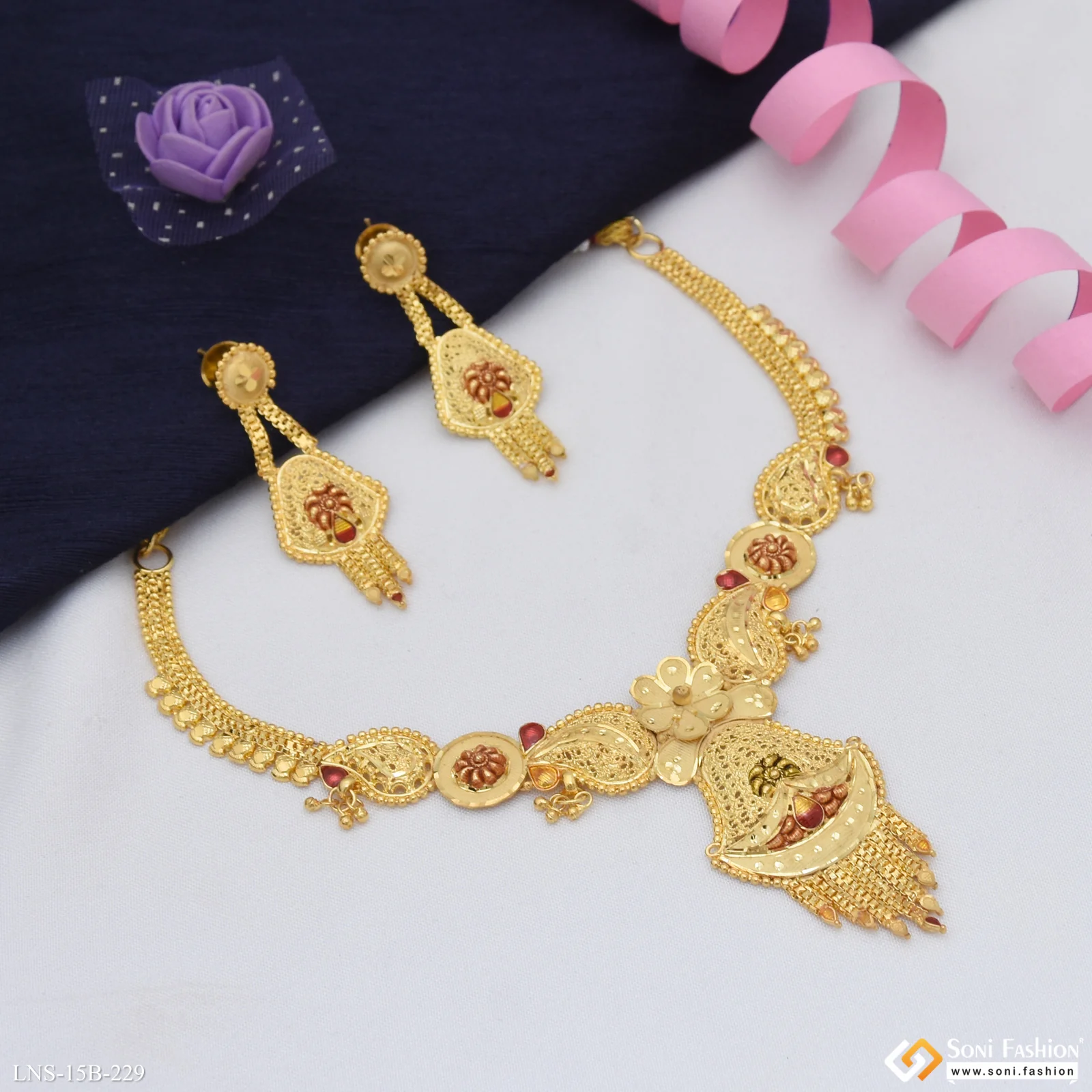 Exclusive Design Gold Plated Necklace Set for Women - Style B229