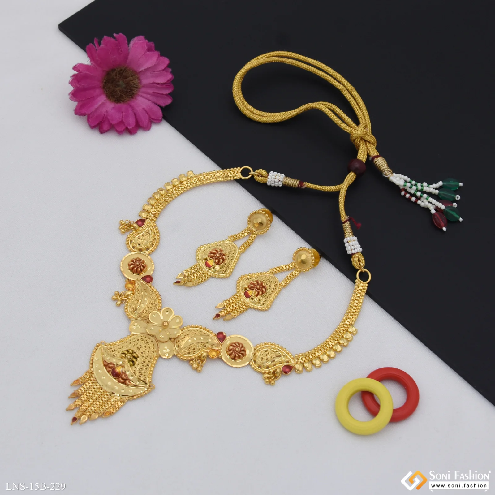 Exclusive Design Gold Plated Necklace Set for Women - Style B229 - Image 3