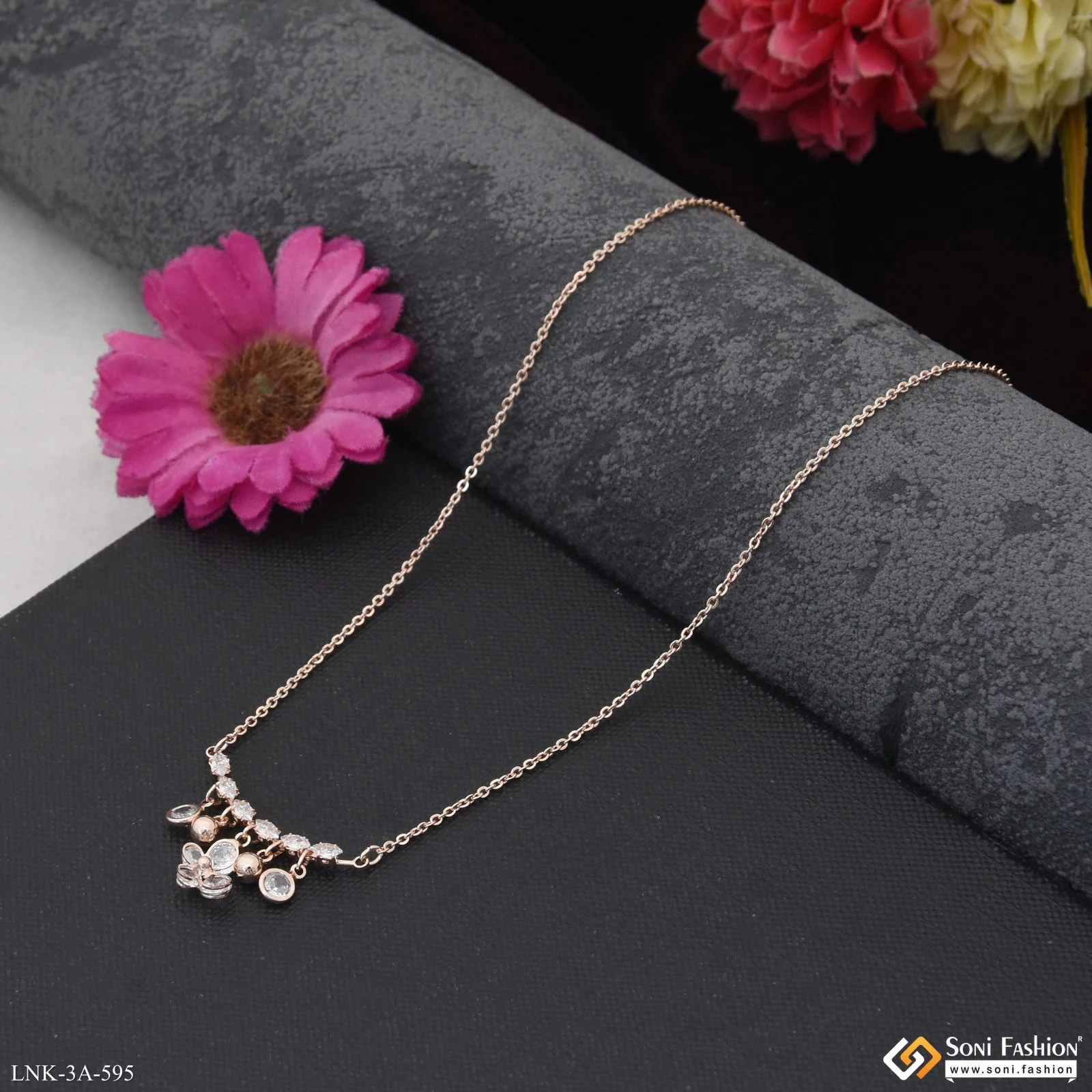 Exclusive Design Rose Gold Color Necklace for Ladies - Style A595 - Image 2