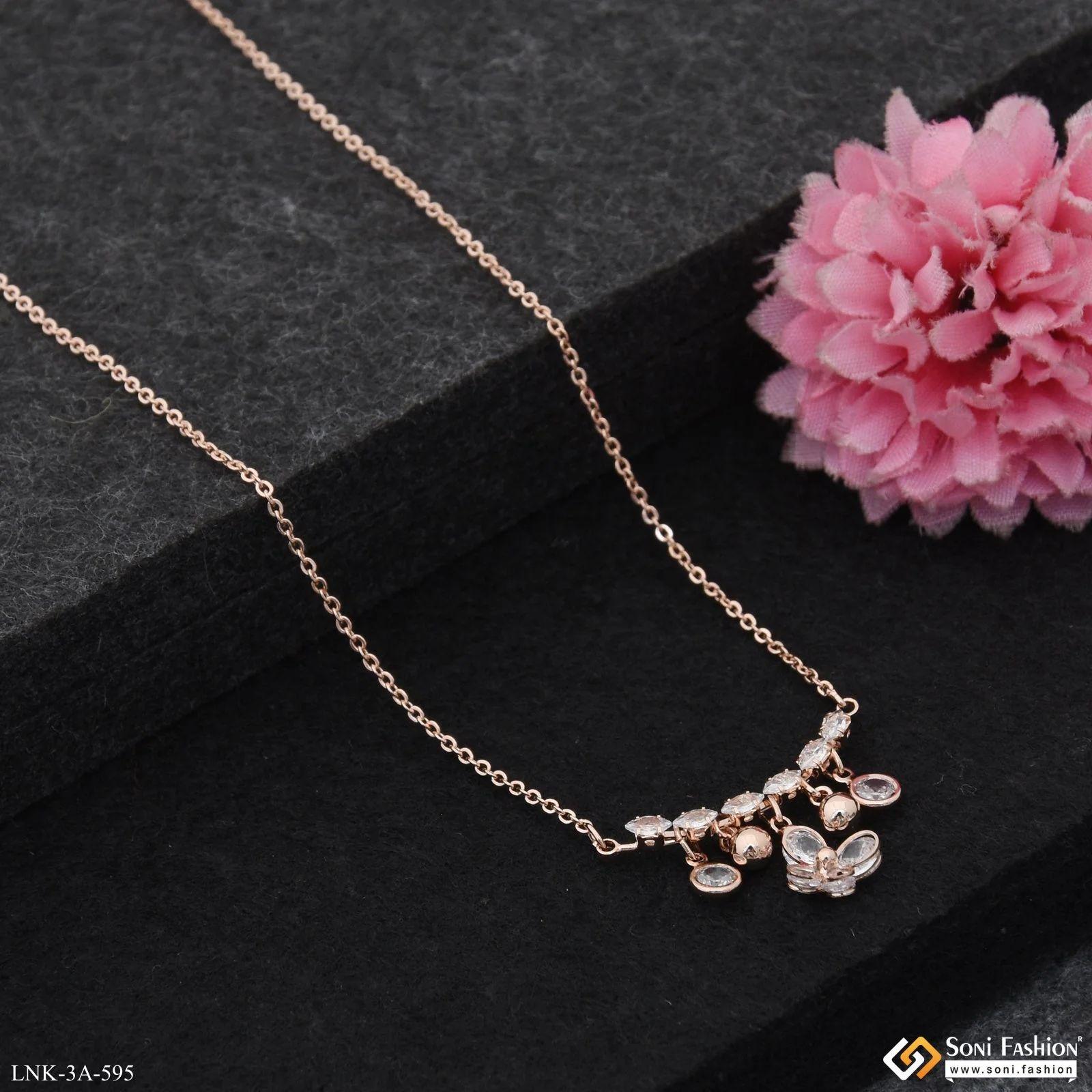 Exclusive Design Rose Gold Color Necklace for Ladies - Style A595 - Image 4
