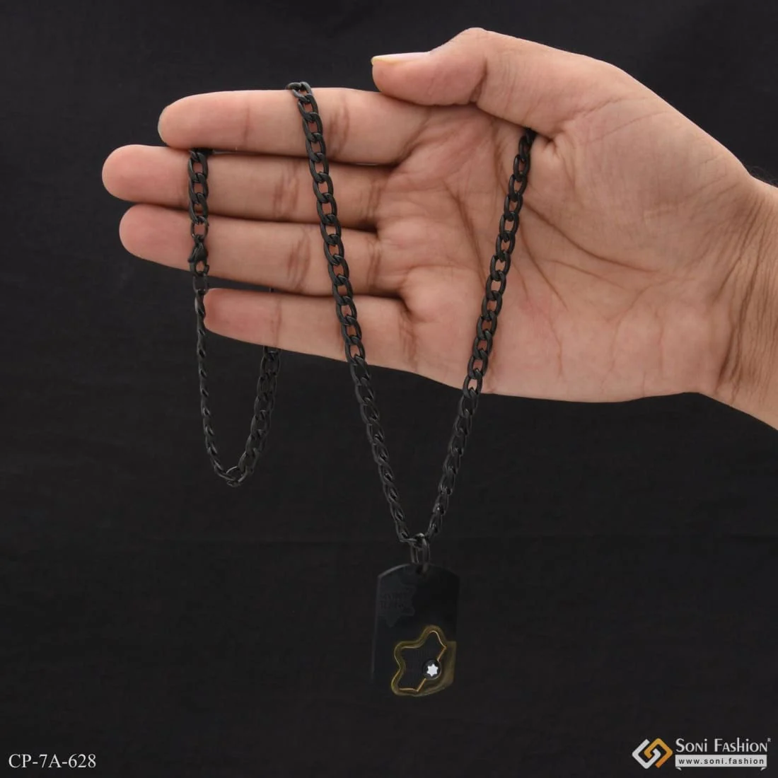 Exquisite Design High-Quality Black Color Chain Pendant Combo for Men - Style A628 - Image 3