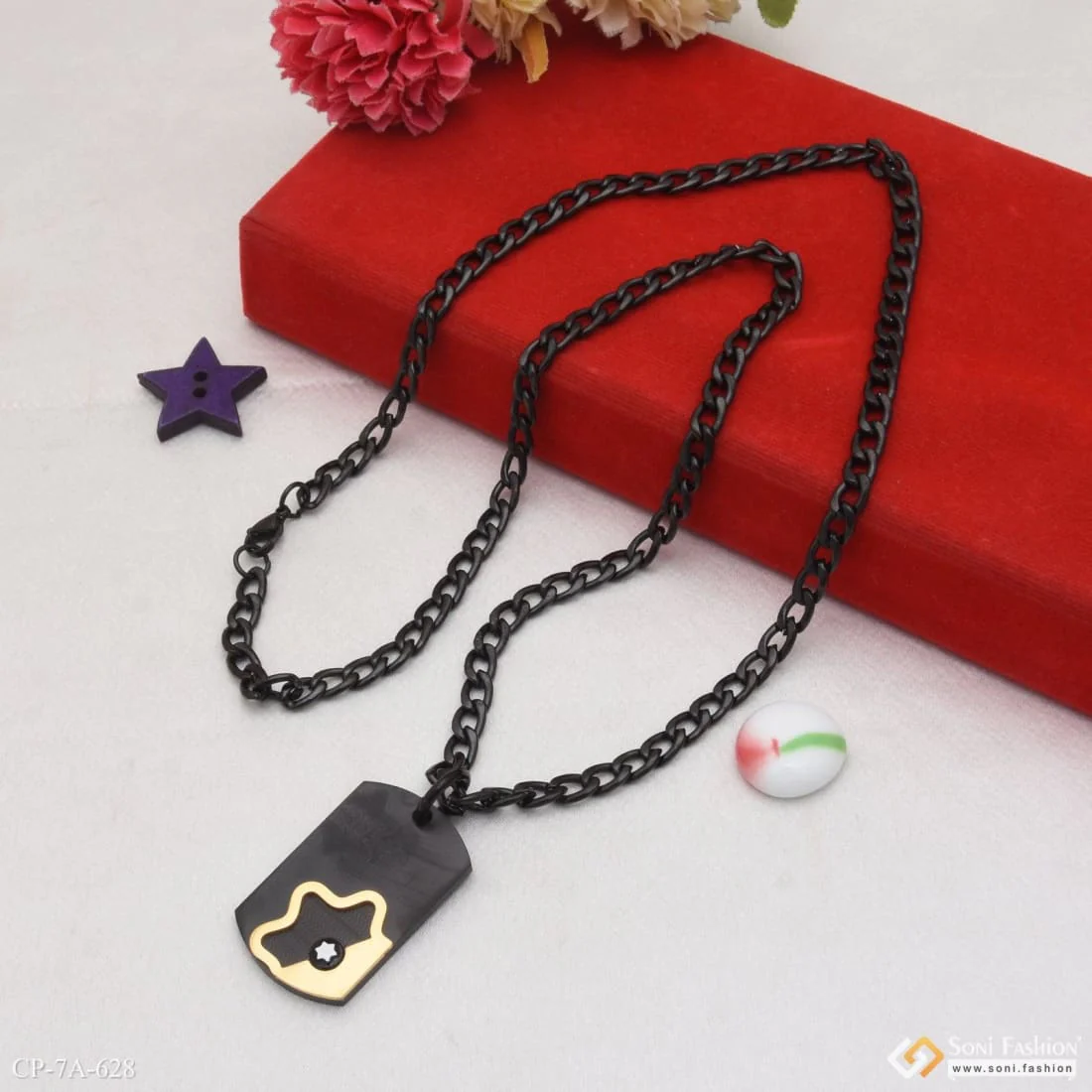 Exquisite Design High-Quality Black Color Chain Pendant Combo for Men - Style A628 - Image 4