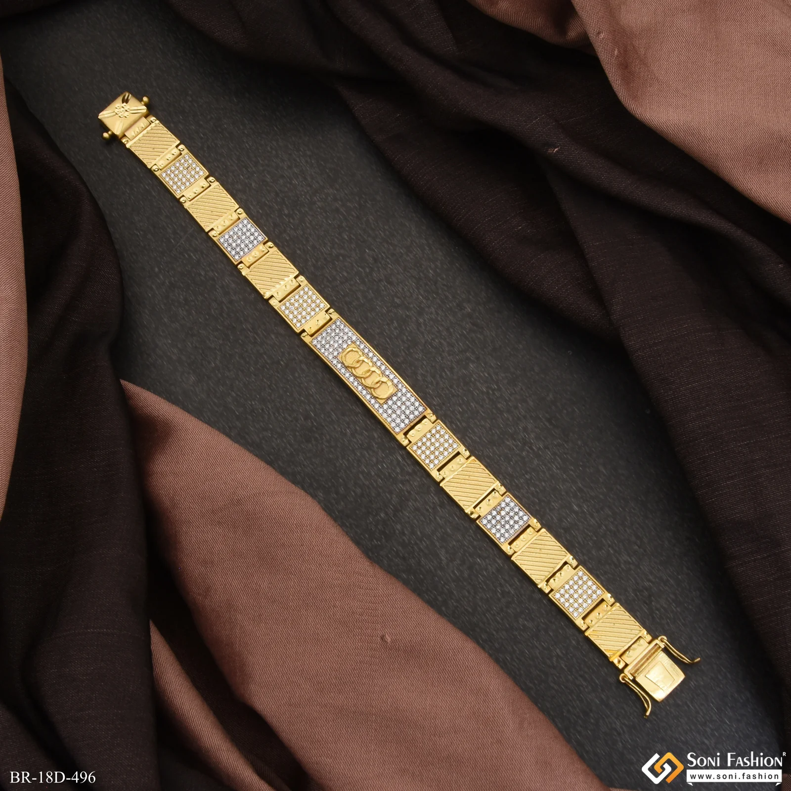 Extraordinary Design Gold Plated Bracelet for Men - Style D496 - Image 2