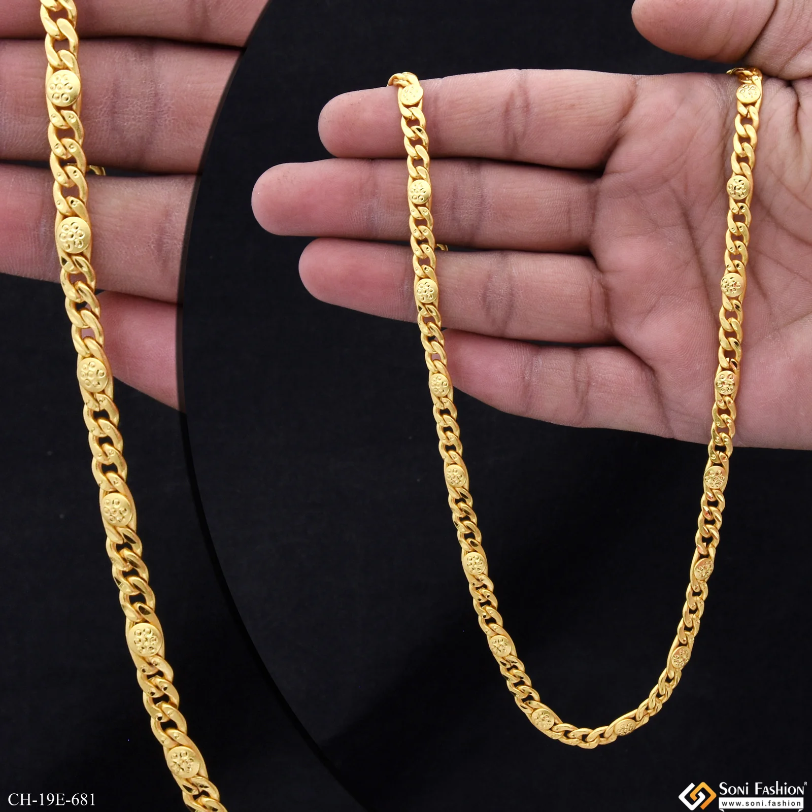 Extraordinary Design Gold Plated Link Chain for Men - Style E681 - Image 2