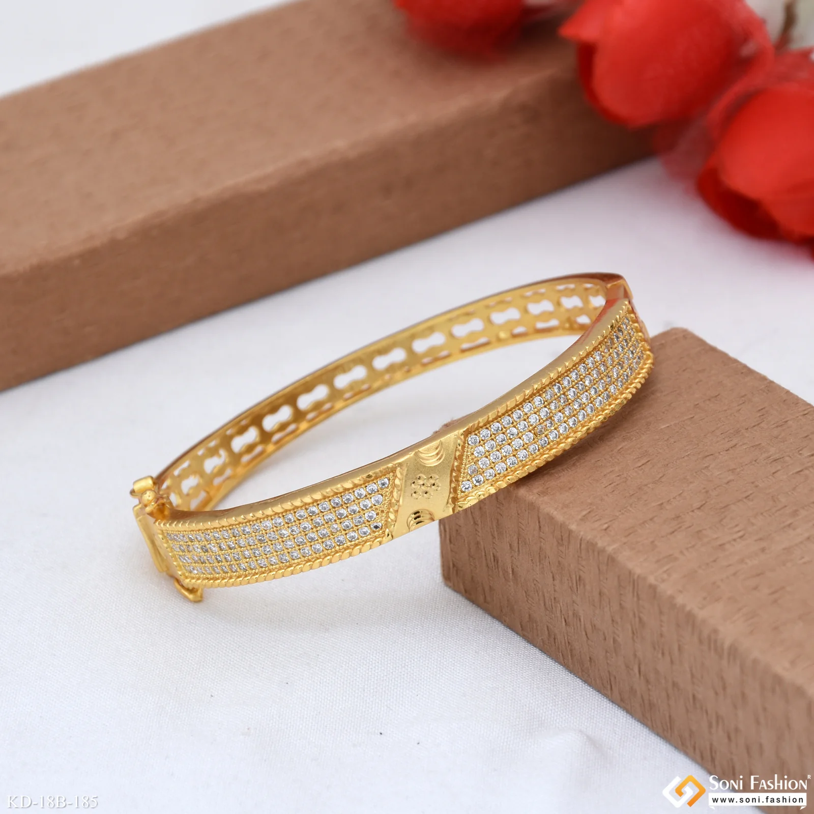 Extraordinary Design Gold Plated Kada for Men - Style B185 - Image 2