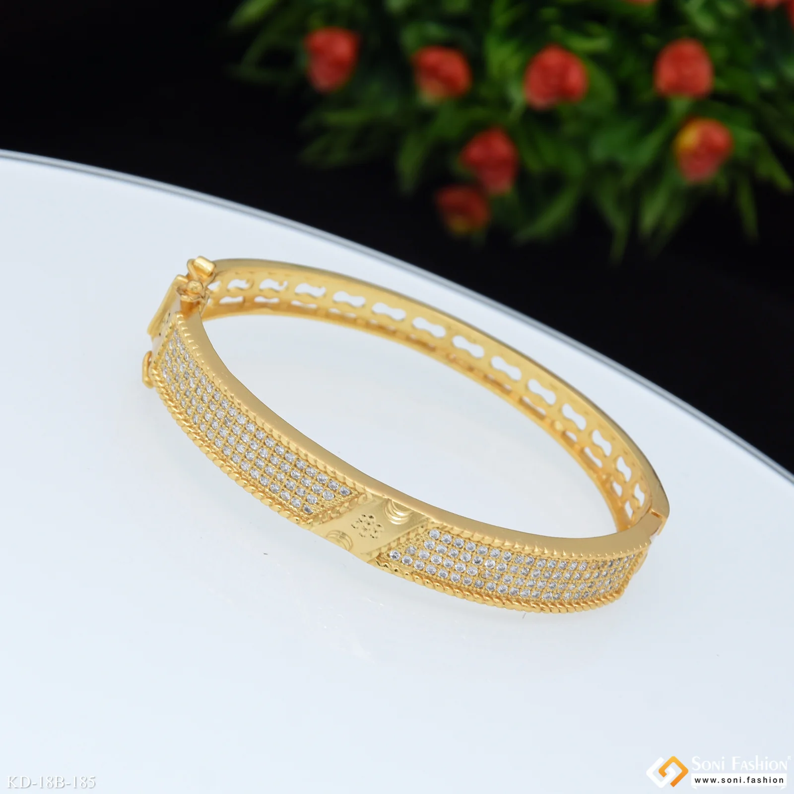 Extraordinary Design Gold Plated Kada for Men - Style B185 - Image 3