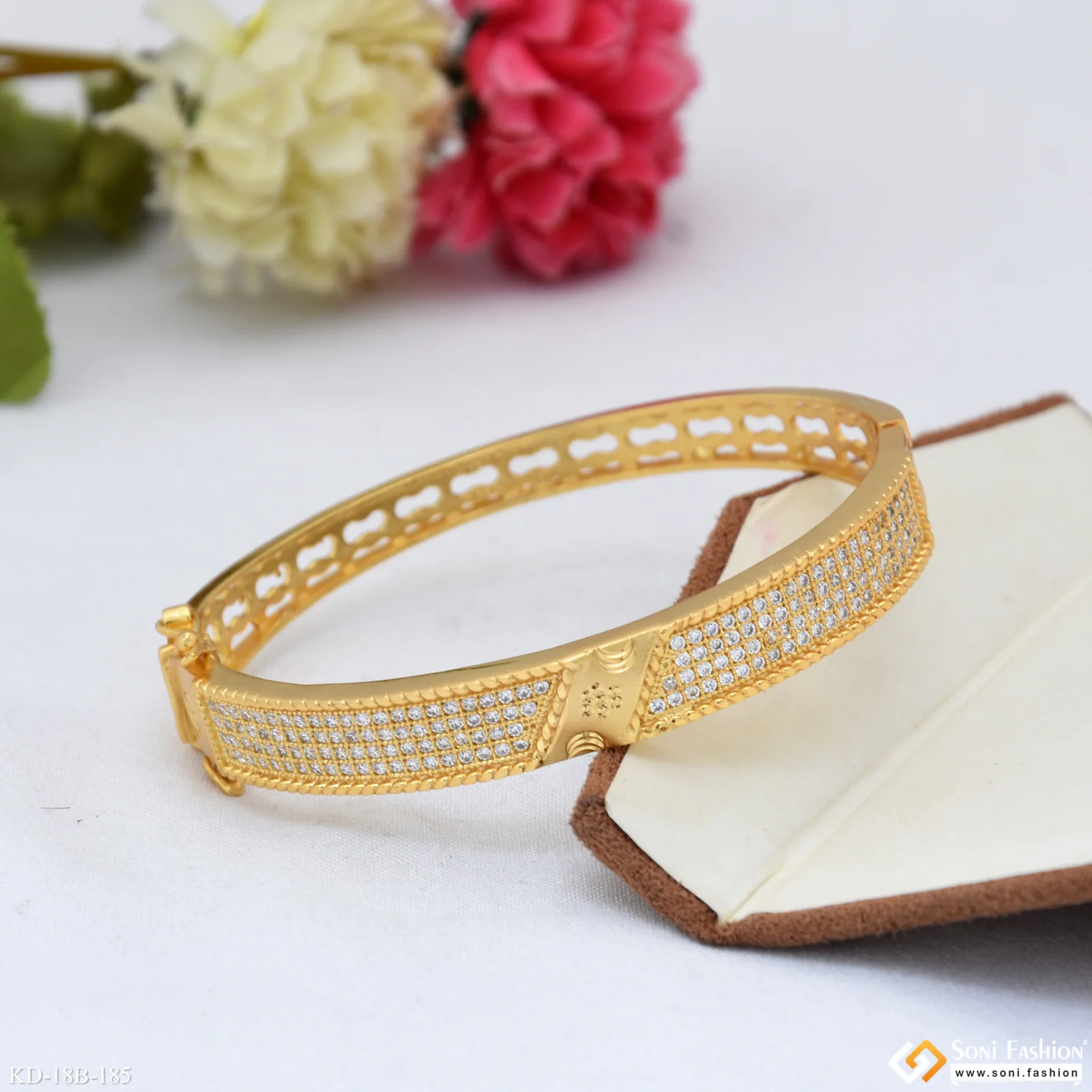 Extraordinary Design Gold Plated Kada for Men - Style B185 - Image 4