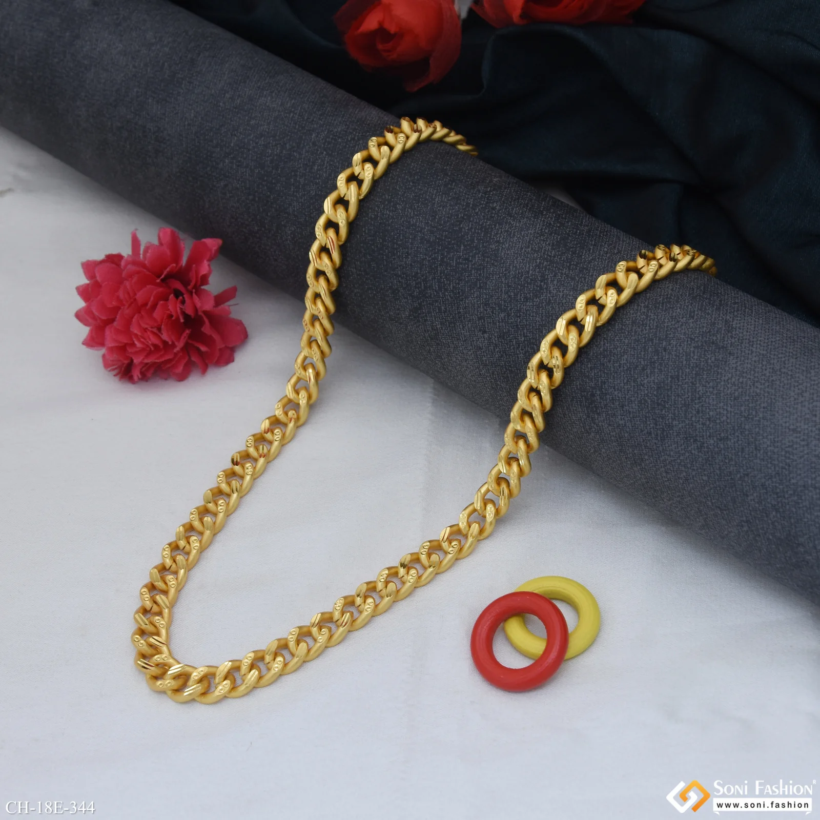 Extraordinary Design Gold Plated Link Chain for Men - Style E344 - Image 3