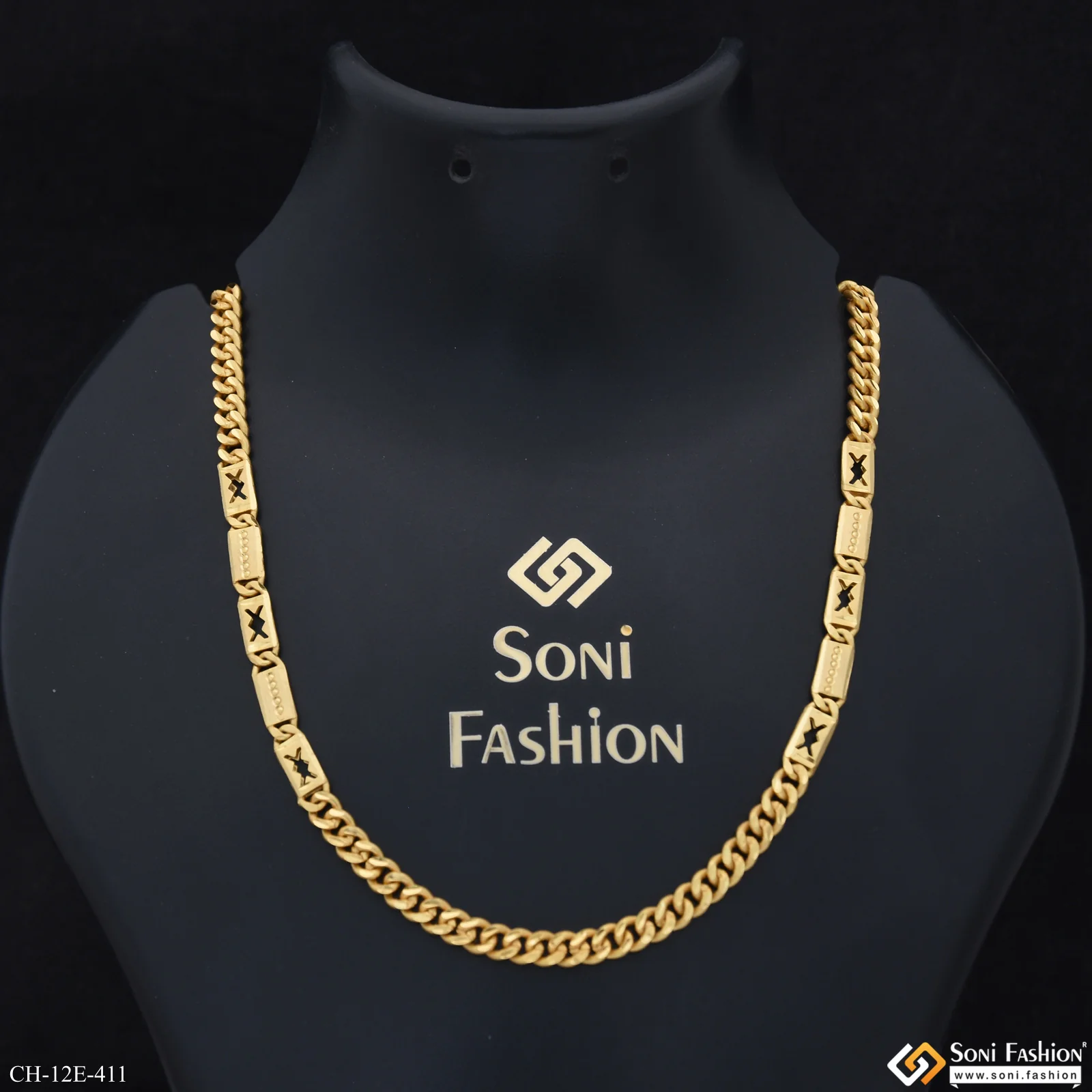 Extraordinary Design Gold Plated Link Nawabi Chain for Men - Style E411 - Image 3