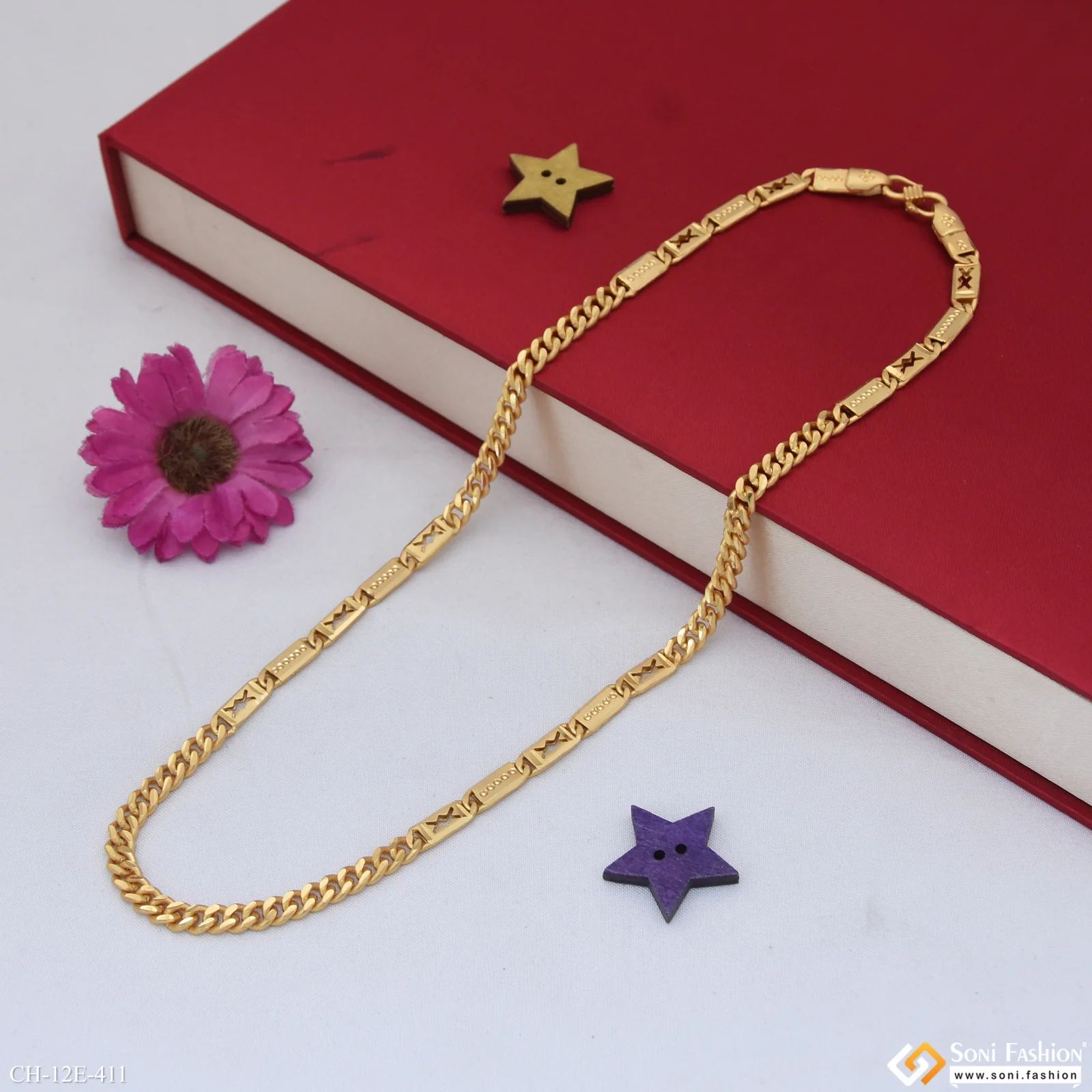 Extraordinary Design Gold Plated Link Nawabi Chain for Men - Style E411 - Image 6