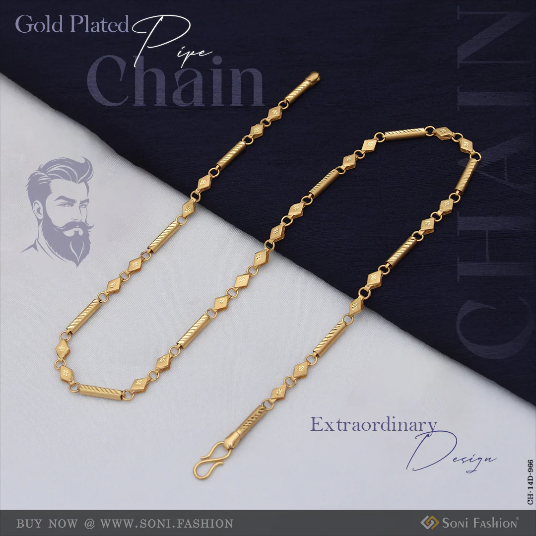 Extraordinary Design Gold Plated Pipe Chain for Men - Style D966