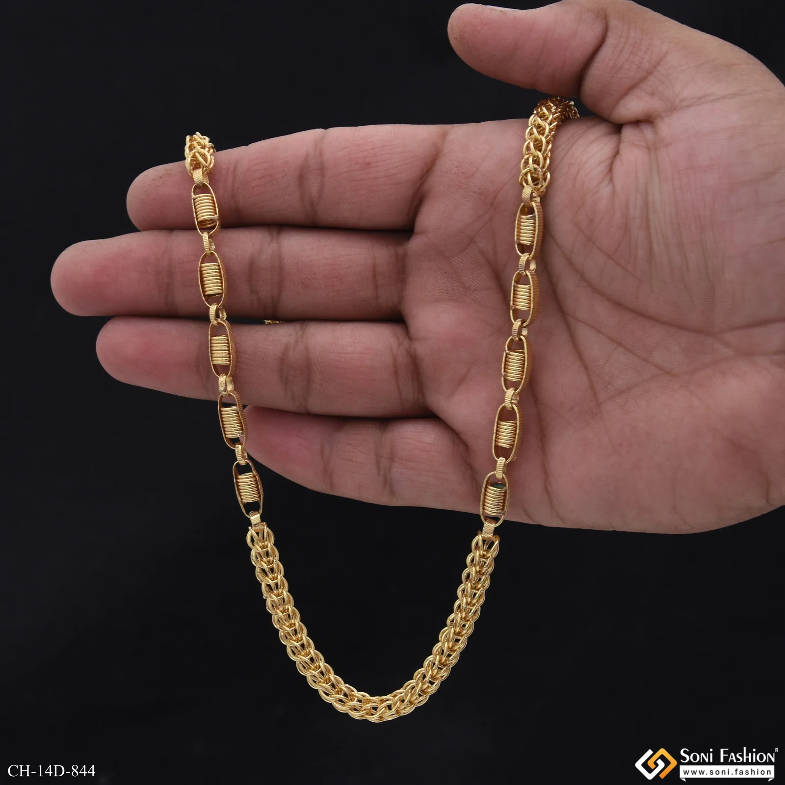 Extraordinary Design Gold Plated Rajwadi Chain for Men - Style D844 - Image 7