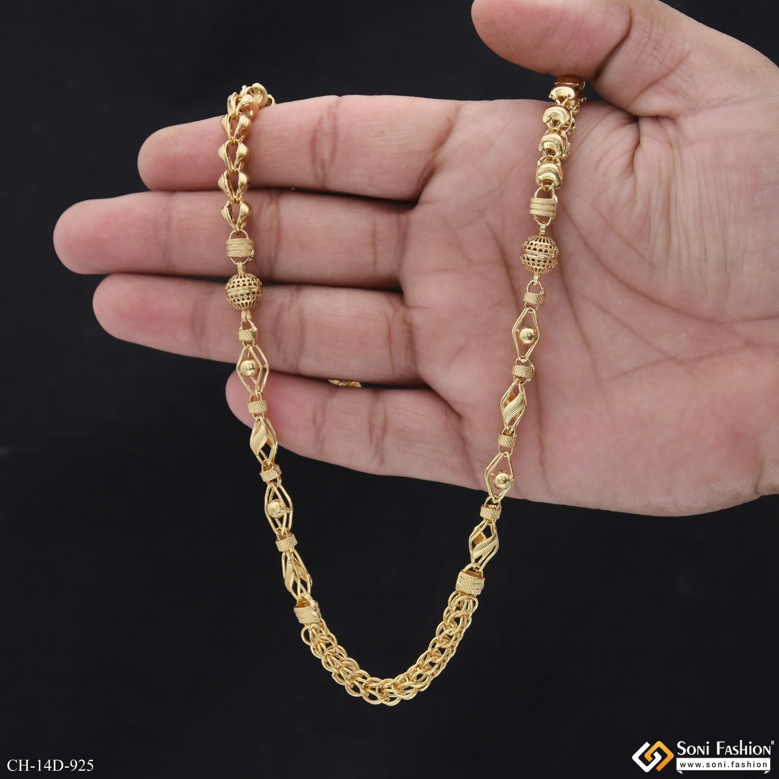 Extraordinary Design Gold Plated Rajwadi Chain for Men - Style D925 - Image 6