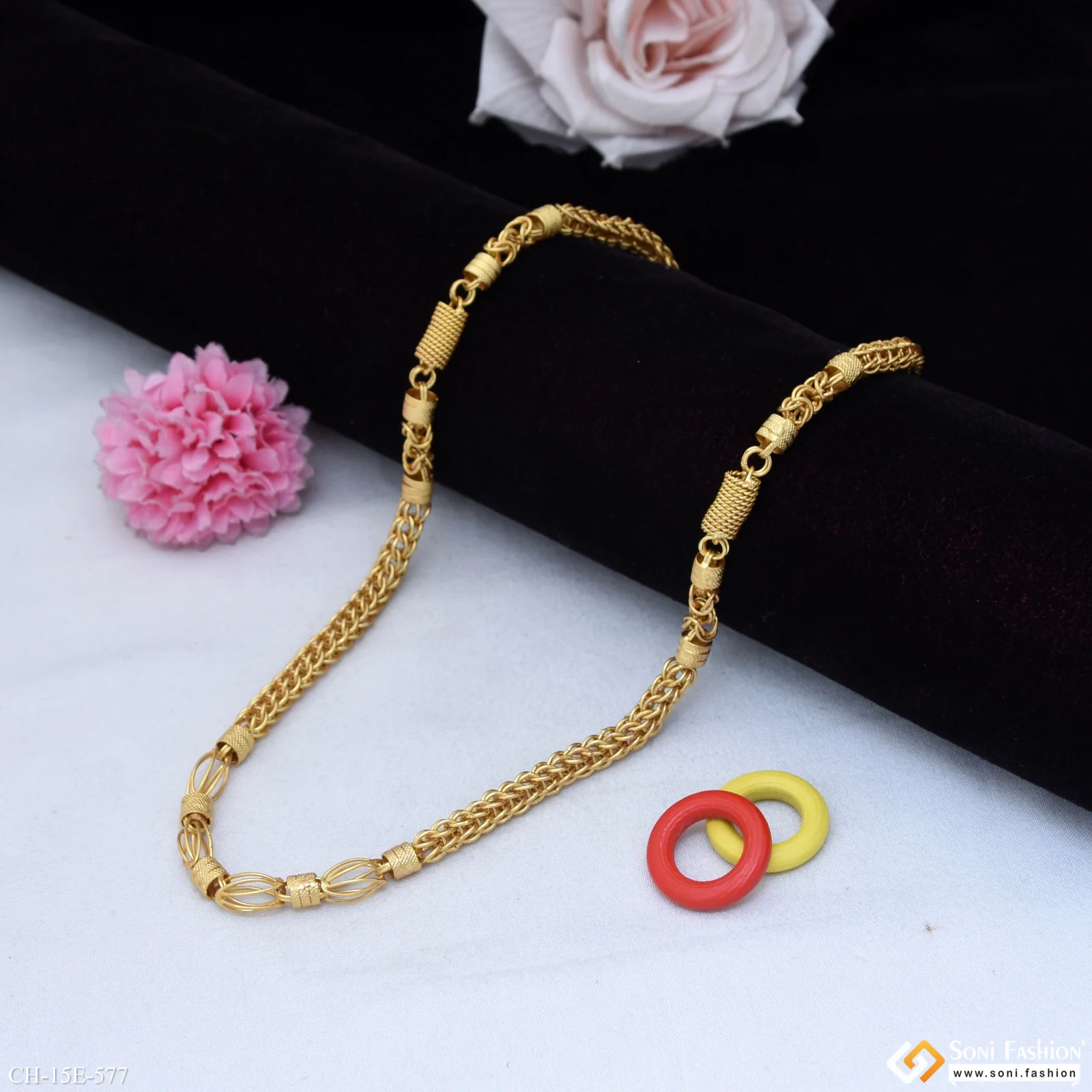 Extraordinary Design Gold Plated Rajwadi Chain for Men - Style E577 - Image 3