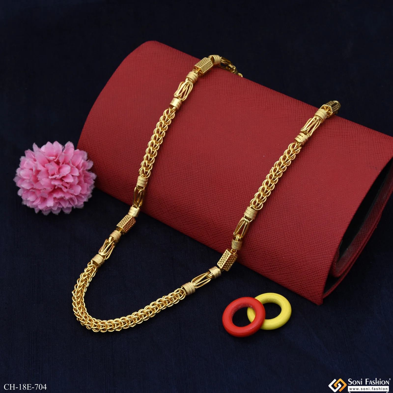 Extraordinary Design Gold Plated Rajwadi Chain for Men - Style E704 - Image 3