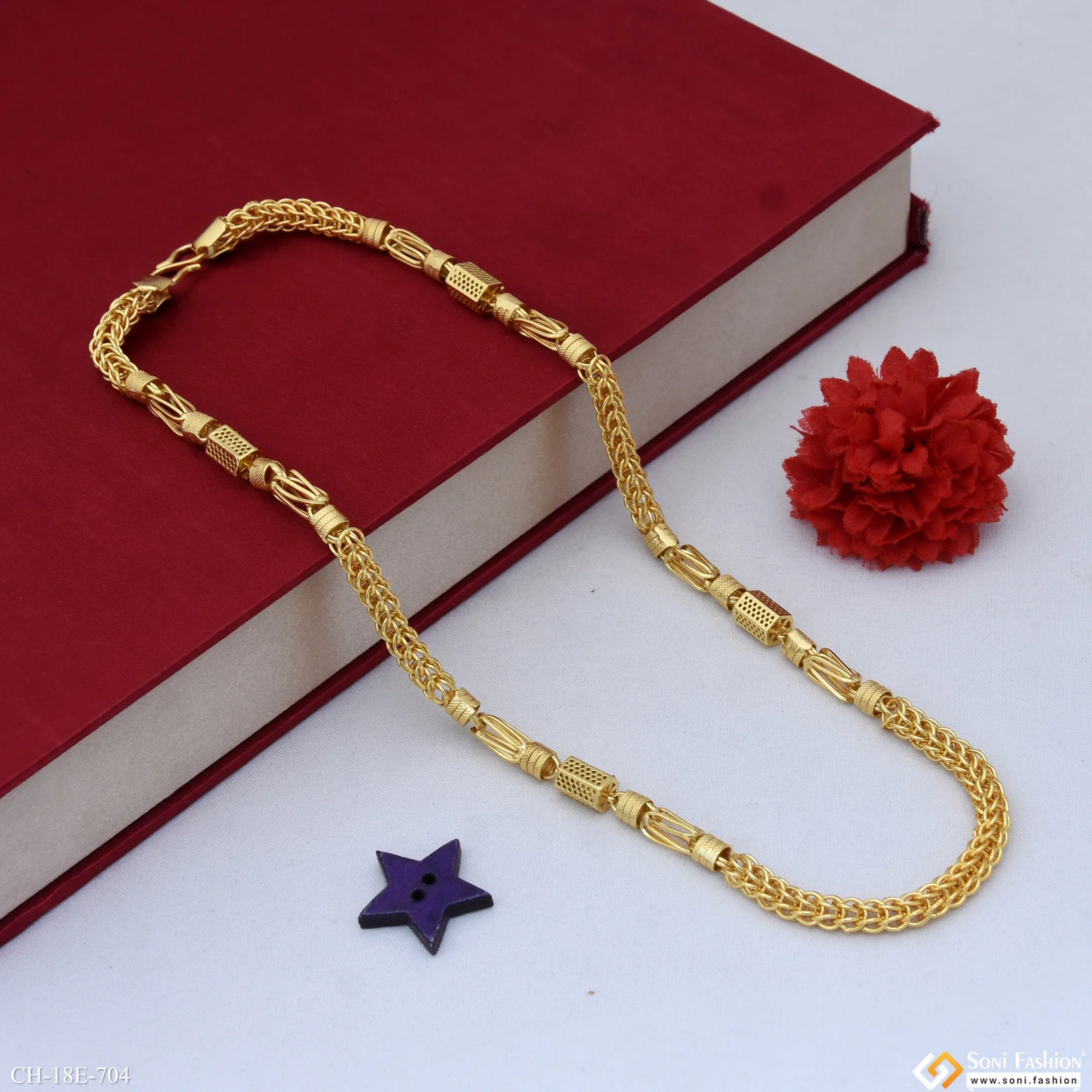 Extraordinary Design Gold Plated Rajwadi Chain for Men - Style E704 - Image 4