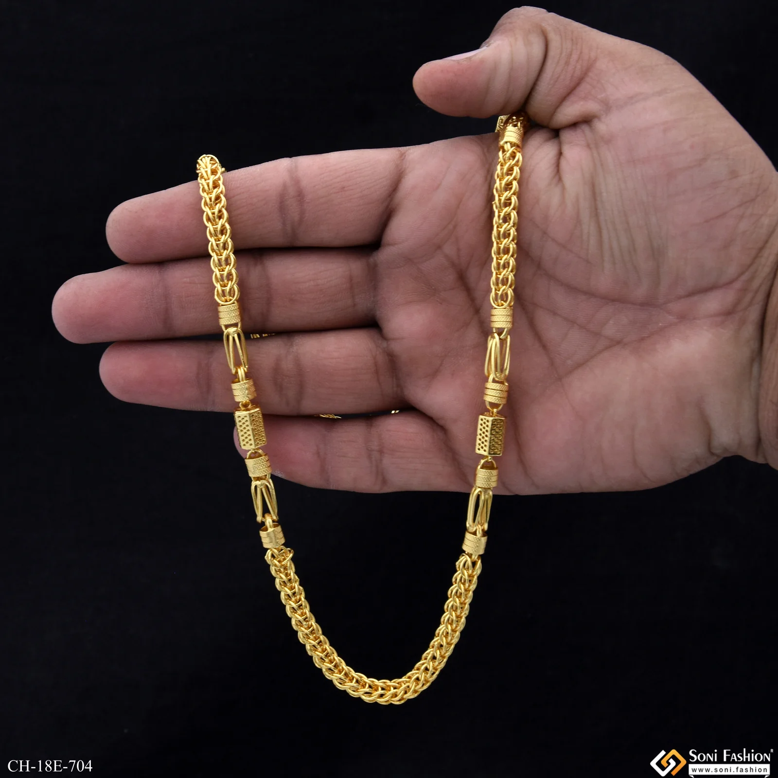 Extraordinary Design Gold Plated Rajwadi Chain for Men - Style E704 - Image 6