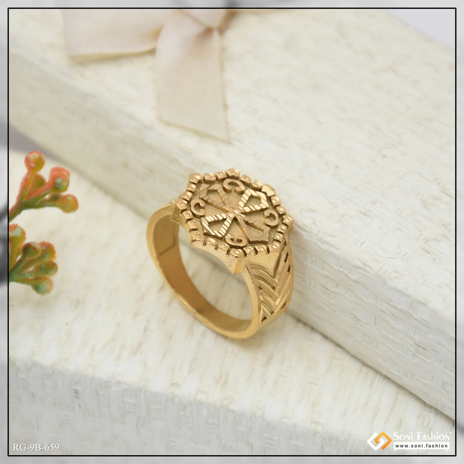 Extraordinary Design Gold Plated Ring for Men - Style B659 - Image 3