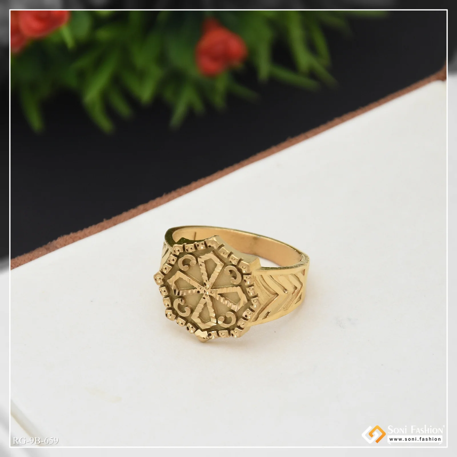 Extraordinary Design Gold Plated Ring for Men - Style B659 - Image 5