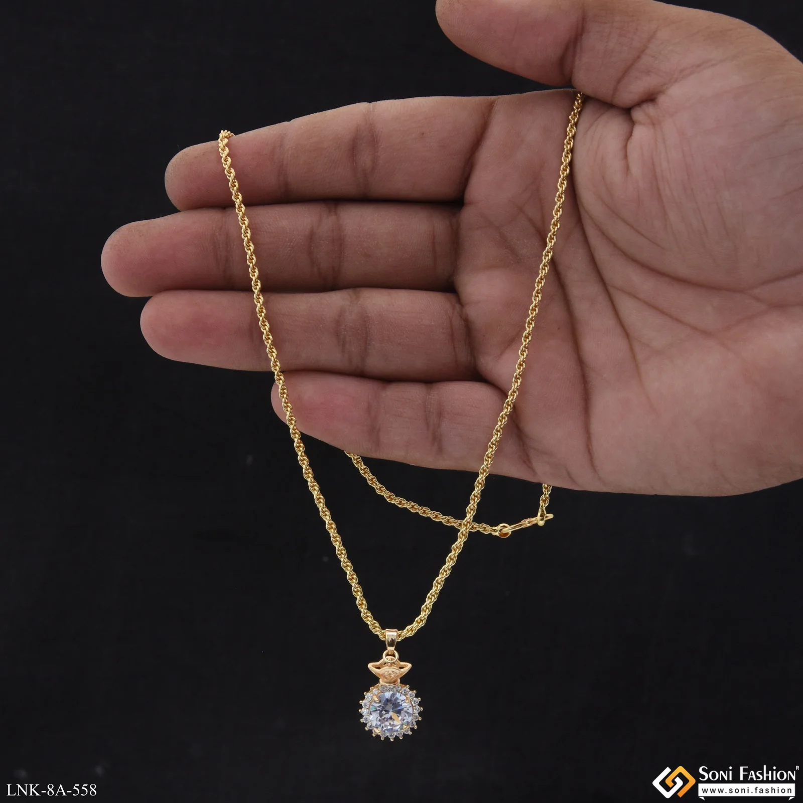 Eye-Catching Design Gold Plated Chain Pendant for Ladies - Style A558 - Image 3