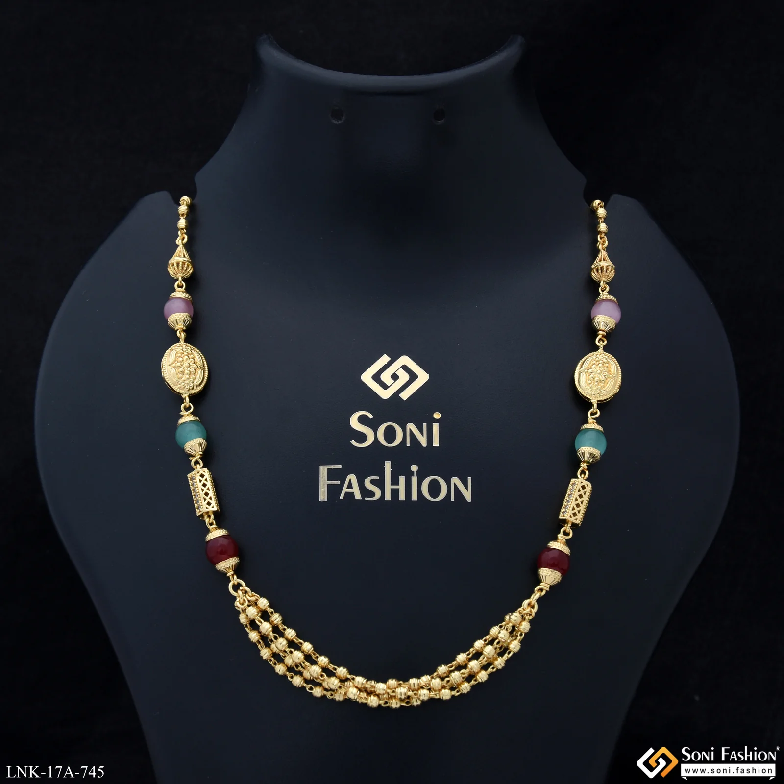 Eye-Catching Design Gold Plated Mala for Women - Style A745