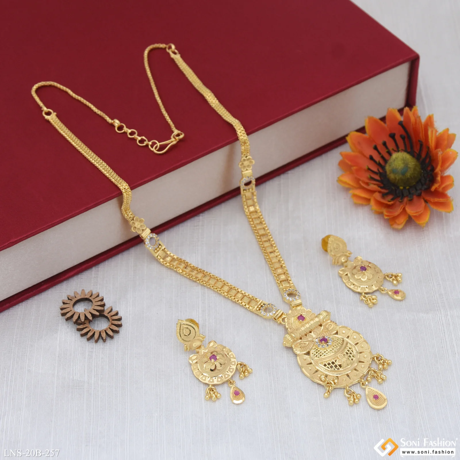 Eye-Catching Design Gold Plated Necklace Set for Women - Style B257 - Image 4