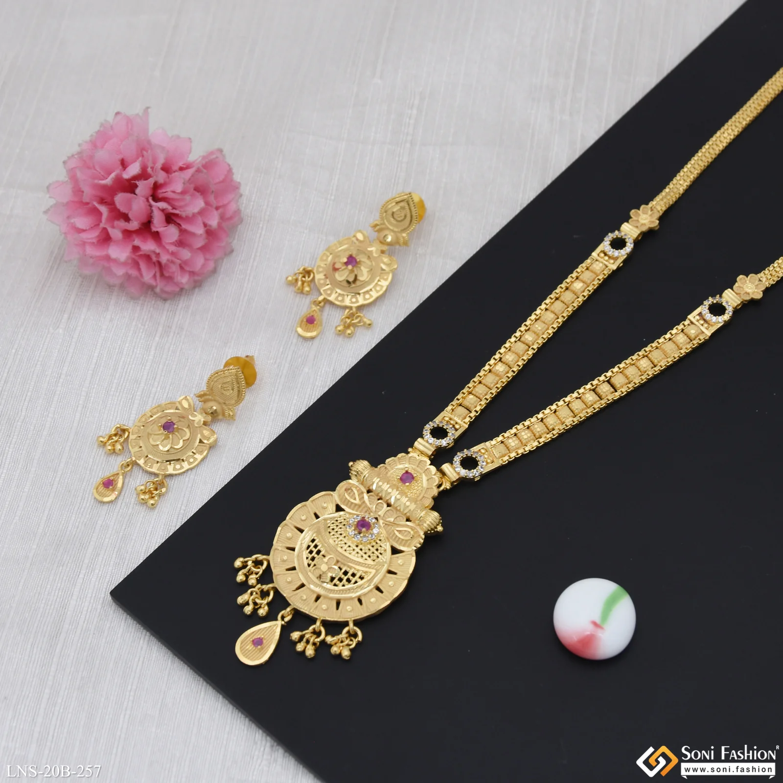 Eye-Catching Design Gold Plated Necklace Set for Women - Style B257 - Image 5