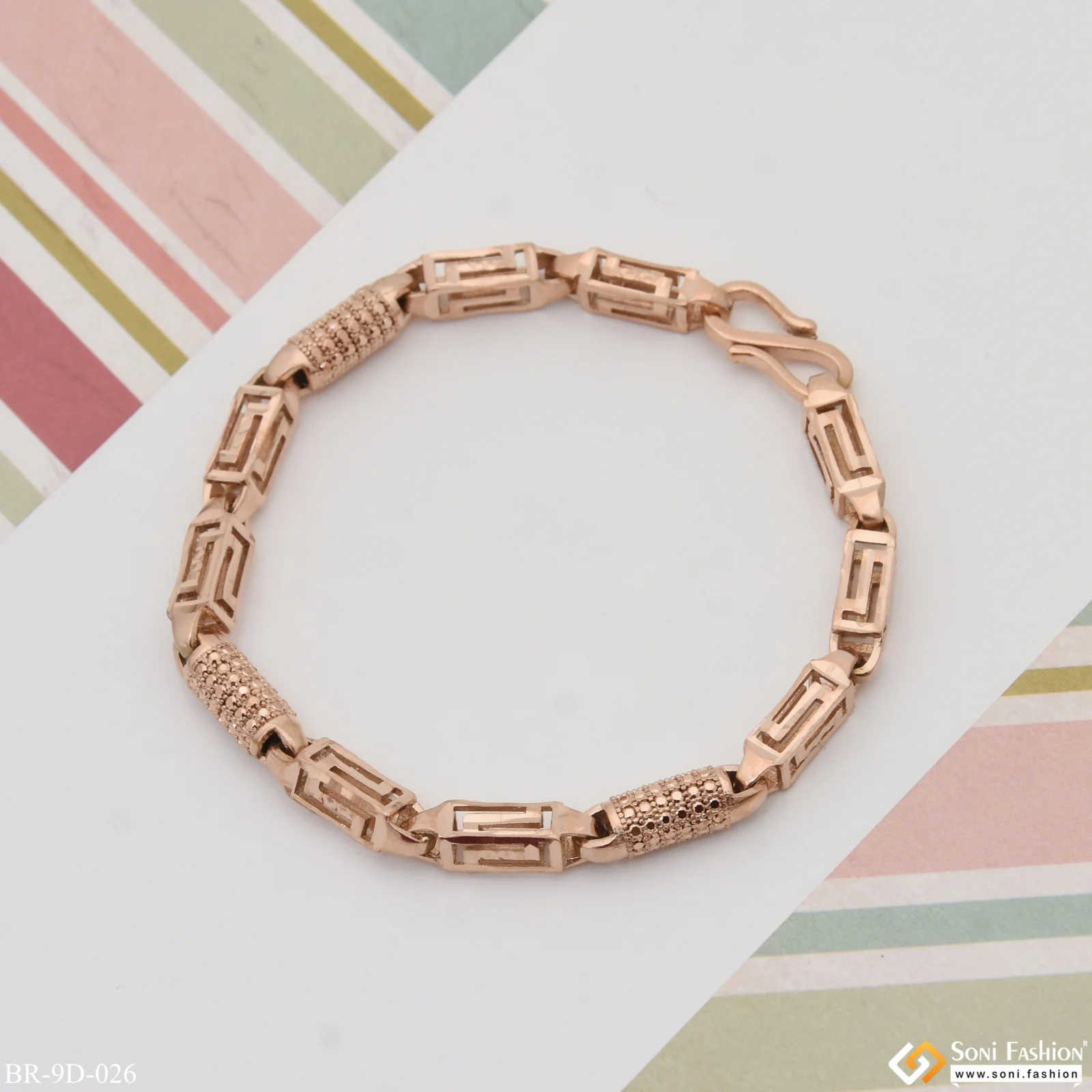 Fabulous Design Excellent Design Rose Gold Color Bracelet for Men - Style D026 - Image 4