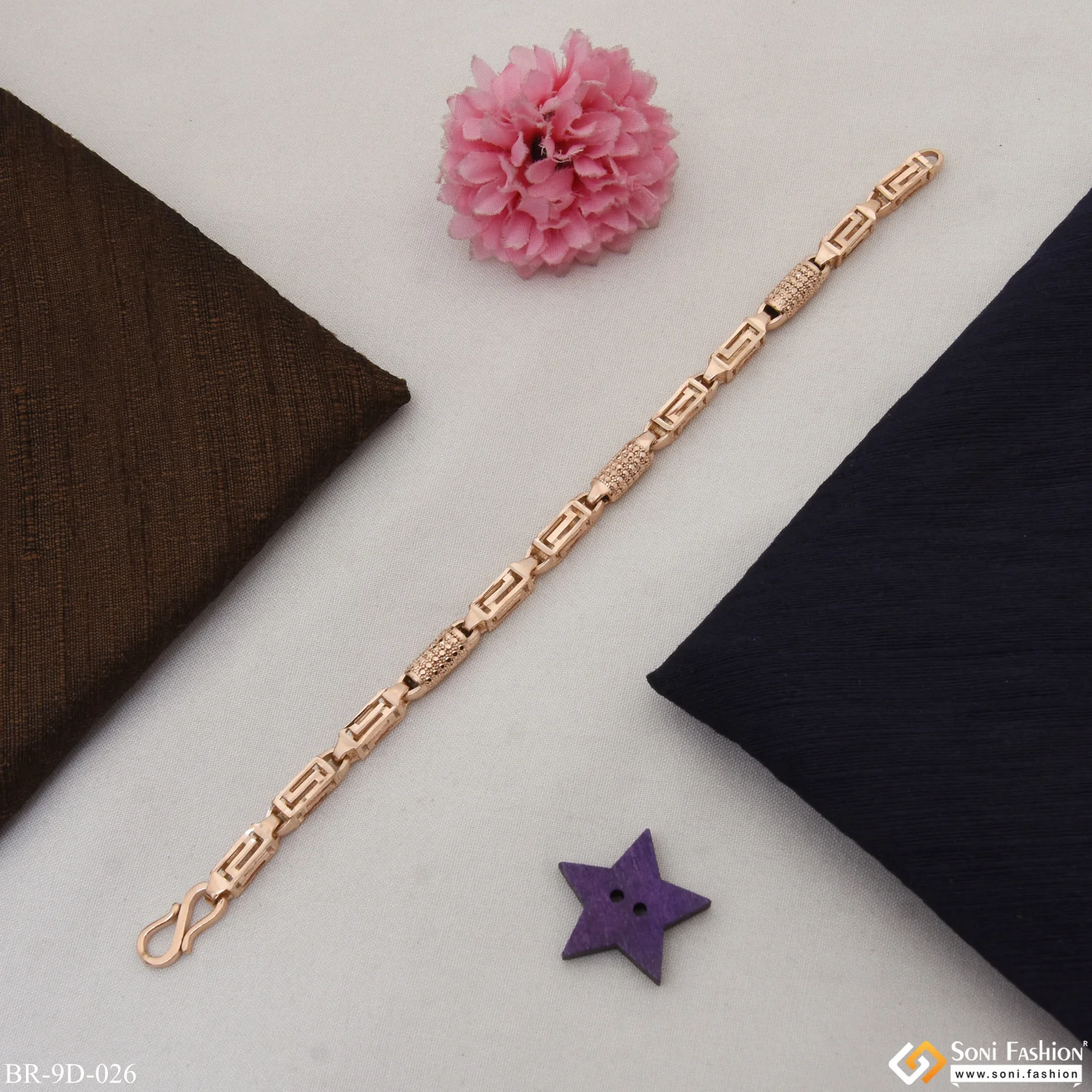 Fabulous Design Excellent Design Rose Gold Color Bracelet for Men - Style D026 - Image 5