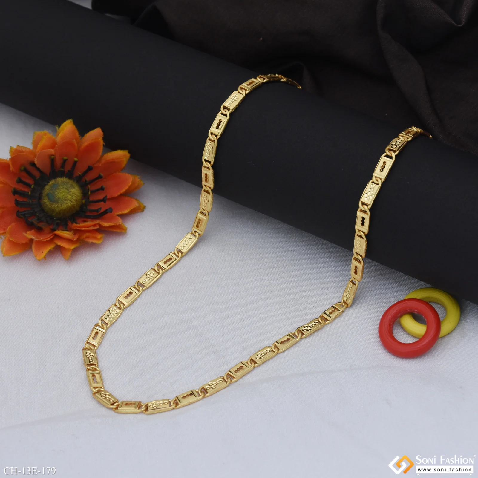 Fabulous Design Gold Plated Biscuit Chain for Men - Style E179 - Image 5