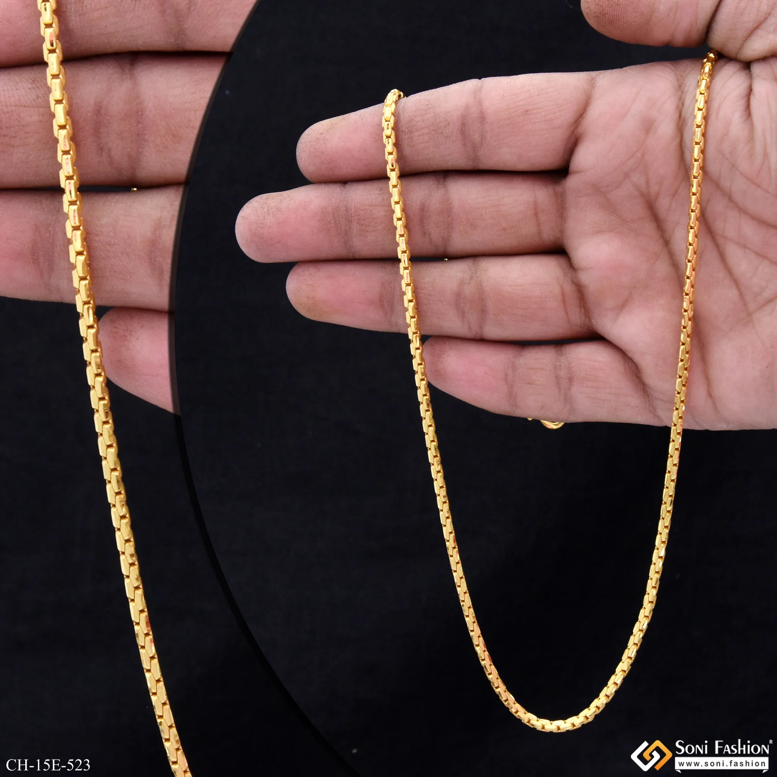 Fabulous Design Gold Plated Box Chain for Men - Style E523 - Image 2